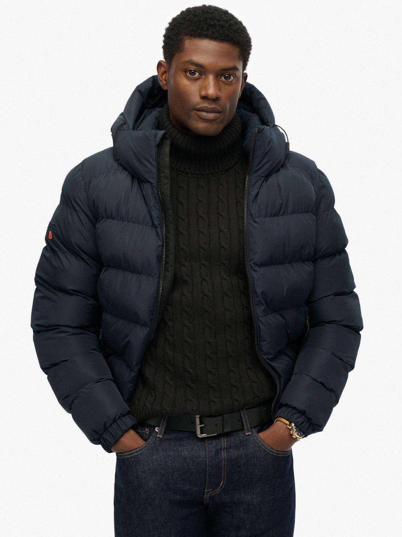 undefined Hooded Sports Puffer Jacket - Navy