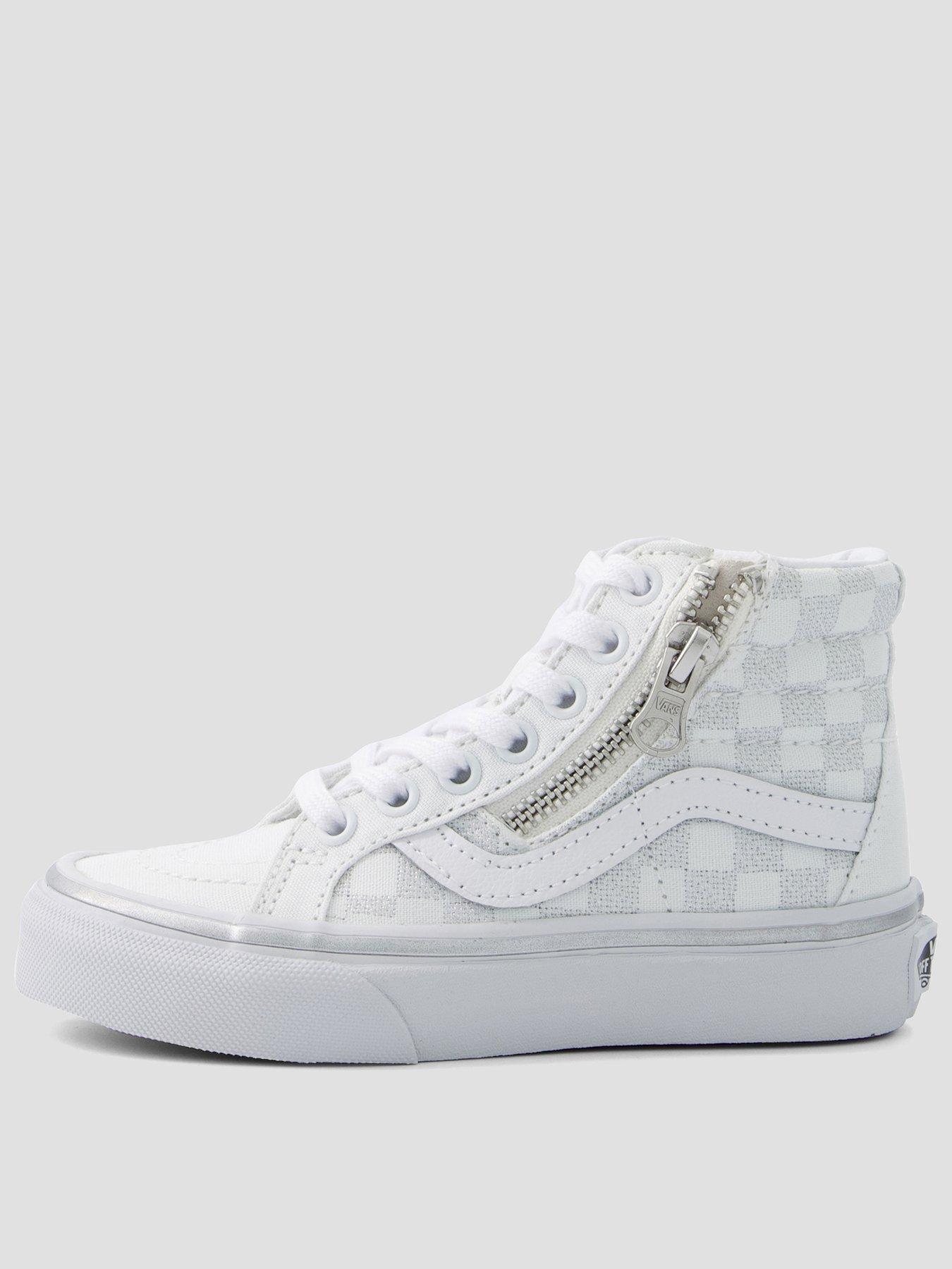 Vans Kids Unisex Sk8-hi Reissue Side Zip - Metallic Checkerboard Silver