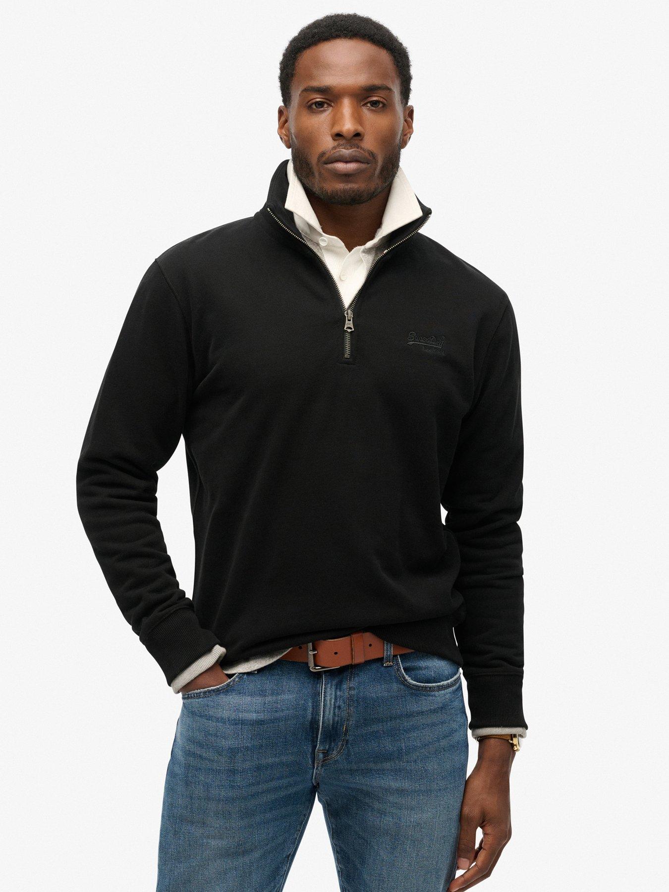 undefined Essential Logo Henley Hoodie - Black