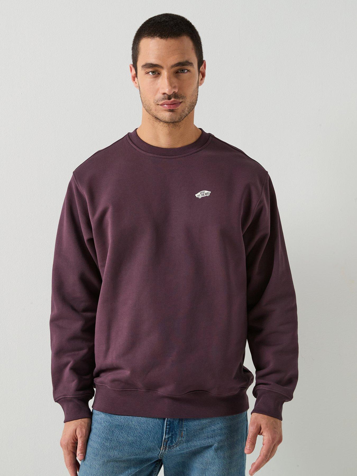 Vans Mens Style 76 Oversized French Terry Crew - Burgundy