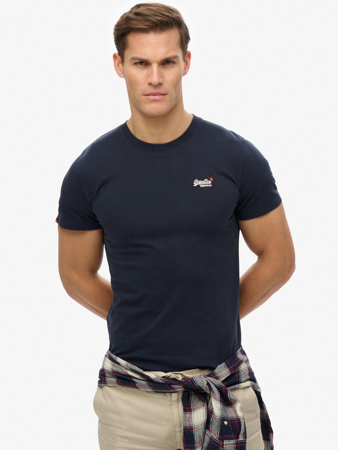undefined Essential Contrast Embroidered T-Shirt - Navy
