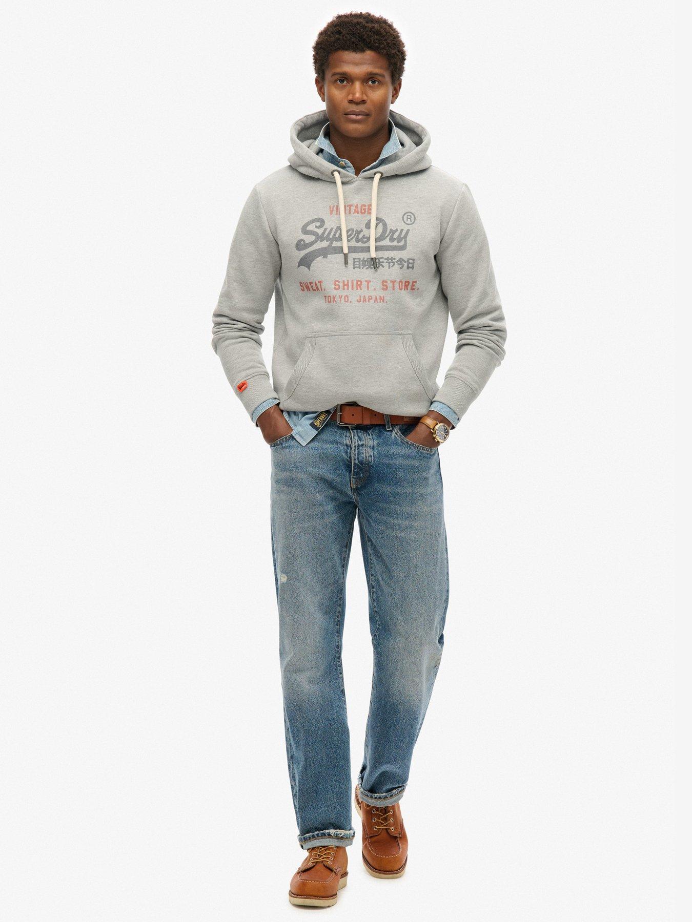 Image 2 of 5 of Superdry Vintage Heritage Relaxed Hoodie - Grey