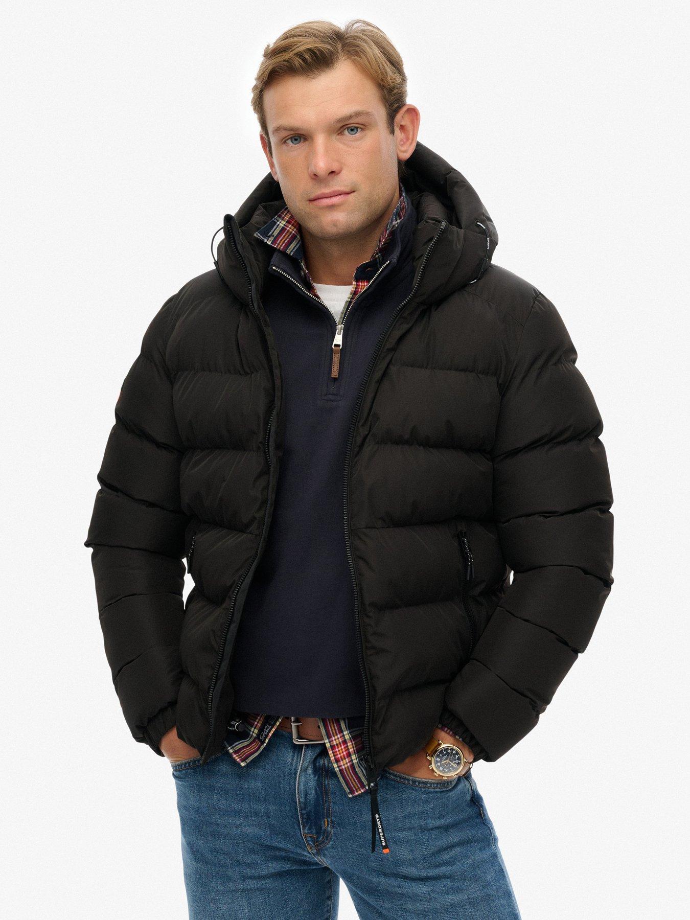 Superdry Hooded Sports Puffer Jacket - Black
