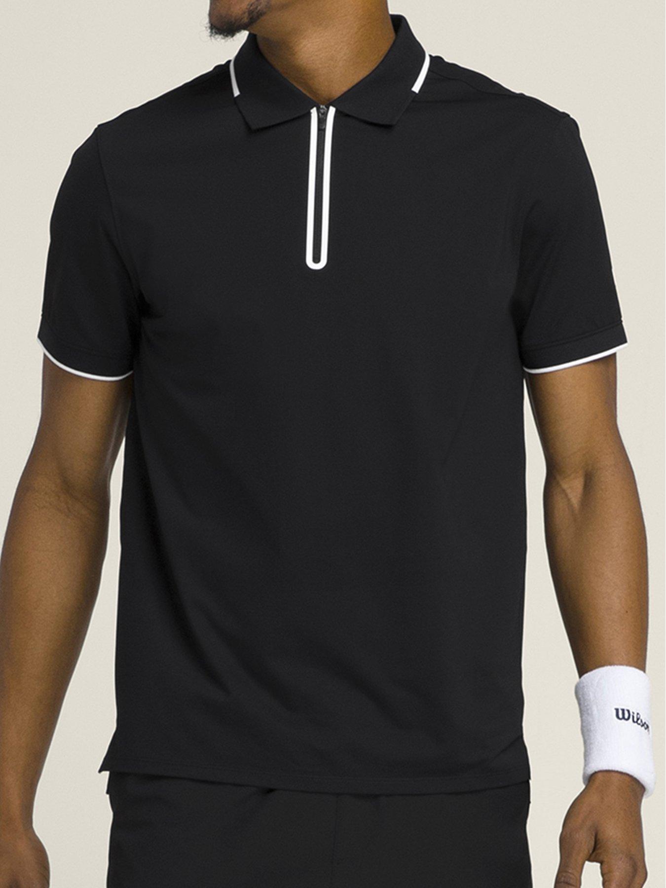undefined Mens Tennis Advantage Zip Polo - Black