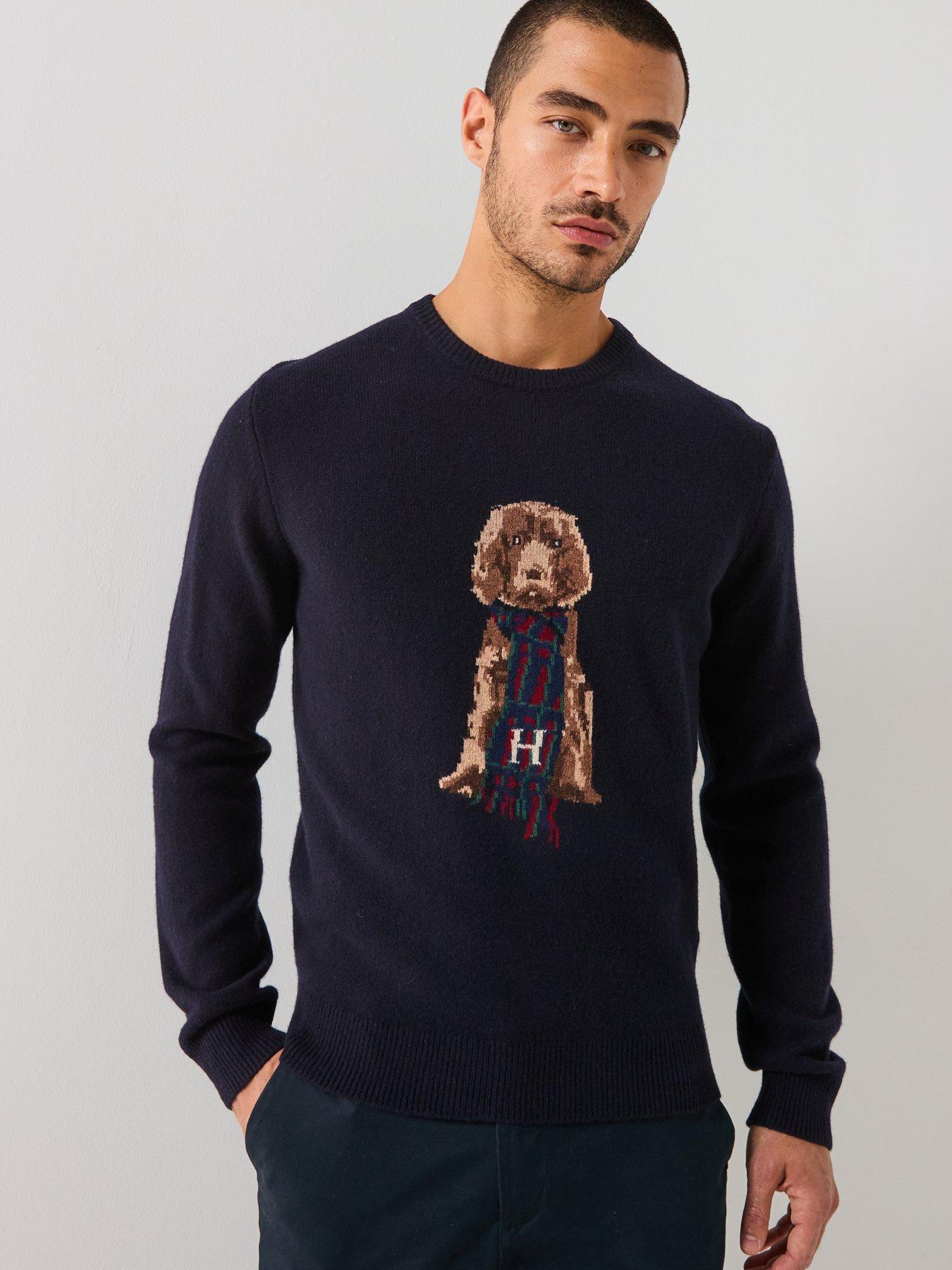 Image 4 of 6 of Hackett Heritage Harry Dog Crew Knitted Jumper - Navy