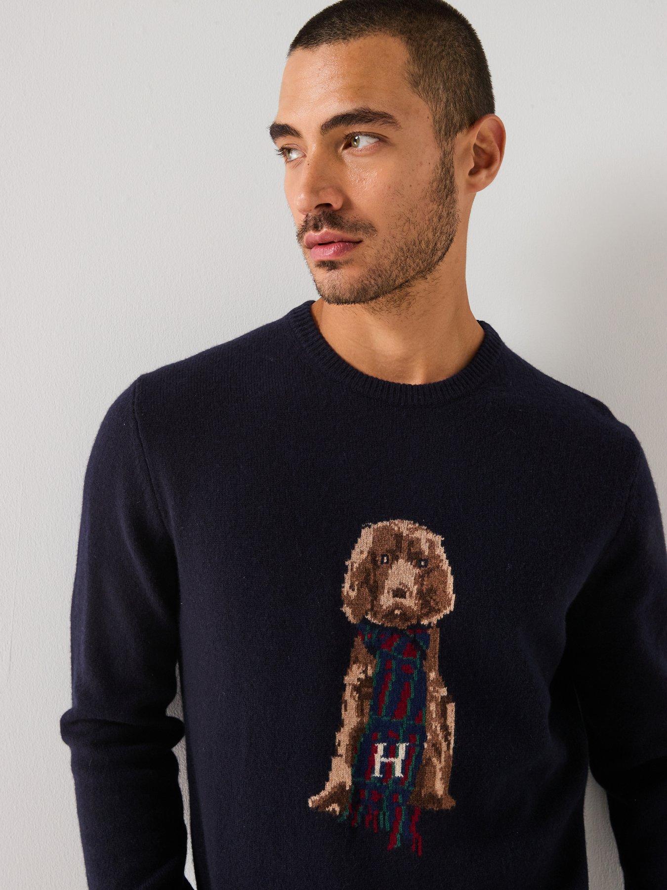 Image 5 of 6 of Hackett Heritage Harry Dog Crew Knitted Jumper - Navy
