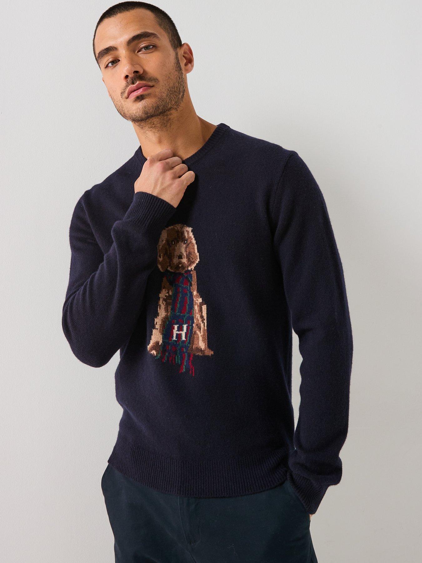 Image 6 of 6 of Hackett Heritage Harry Dog Crew Knitted Jumper - Navy
