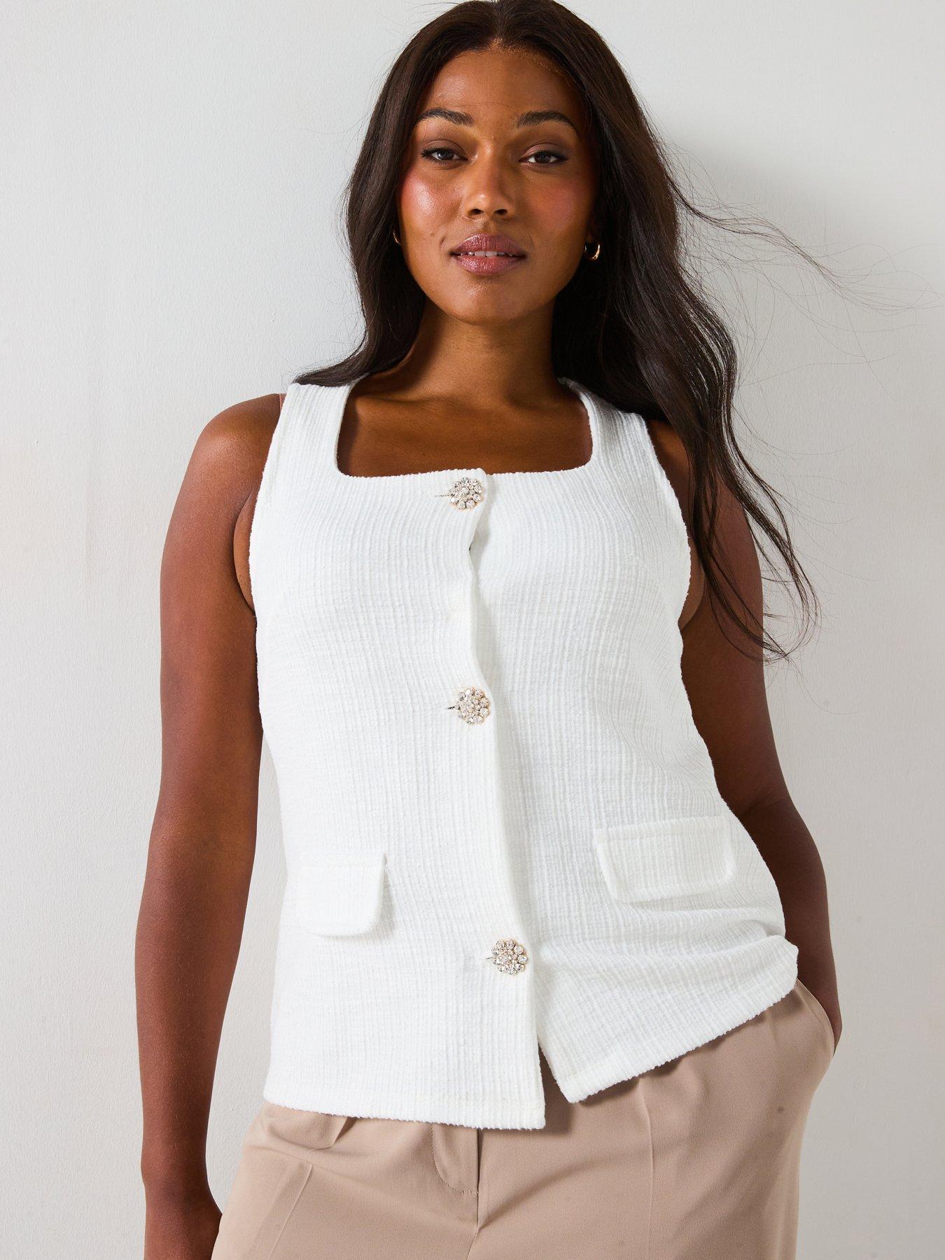 undefined Diamante Button Waistcoat