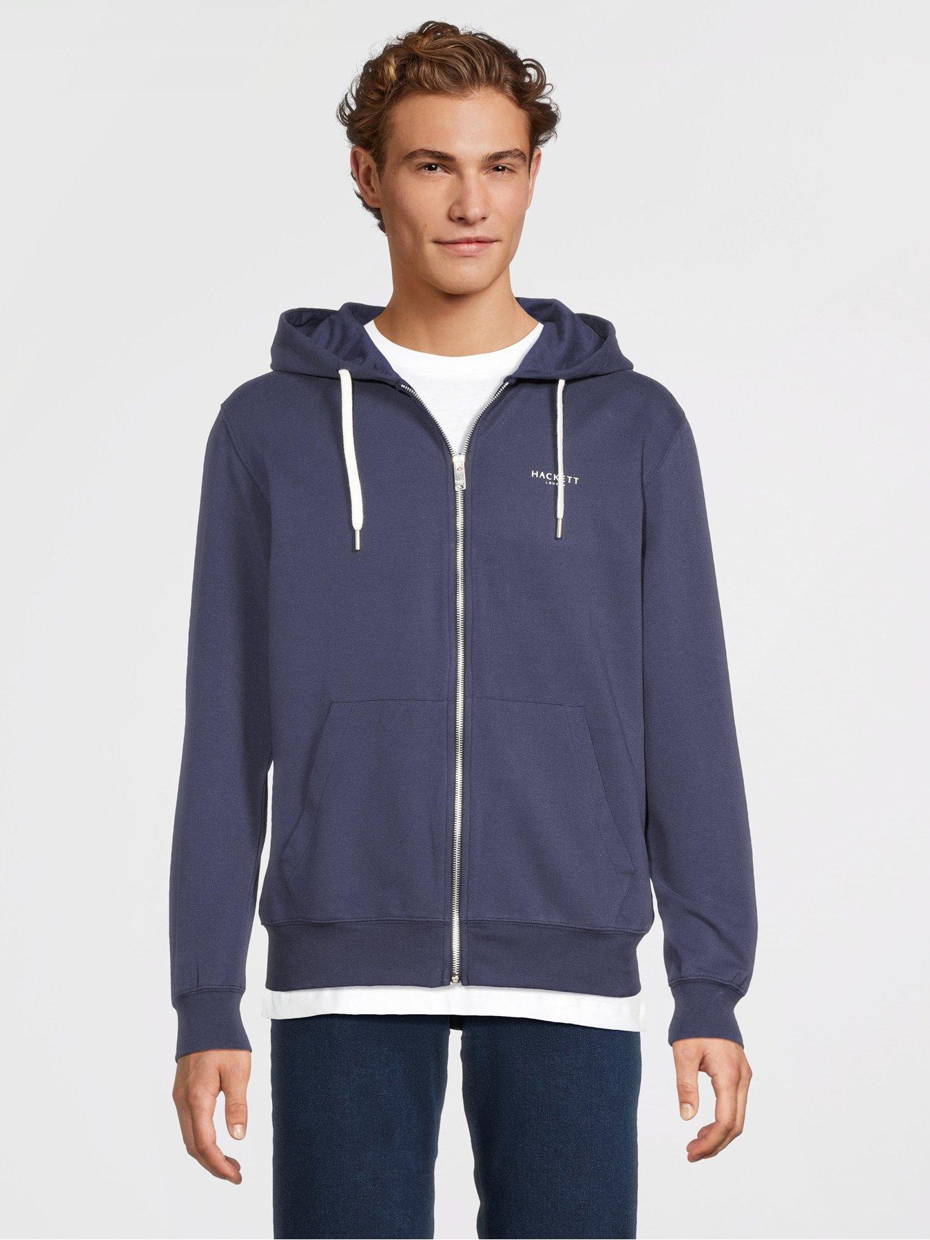 Hackett Brushed Cotton Zip Hoodie - Navy