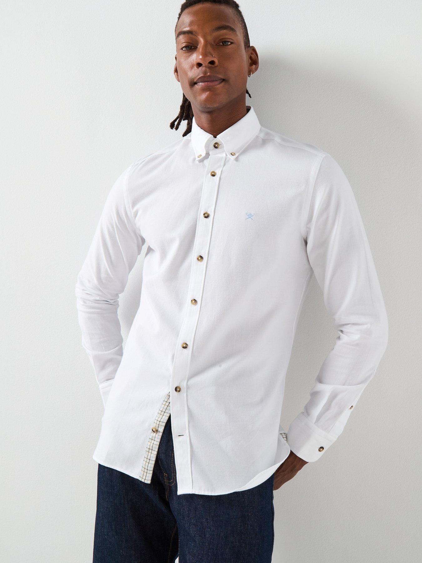 Hackett Hackett Flannel Trim Long Sleeve Shirt - White