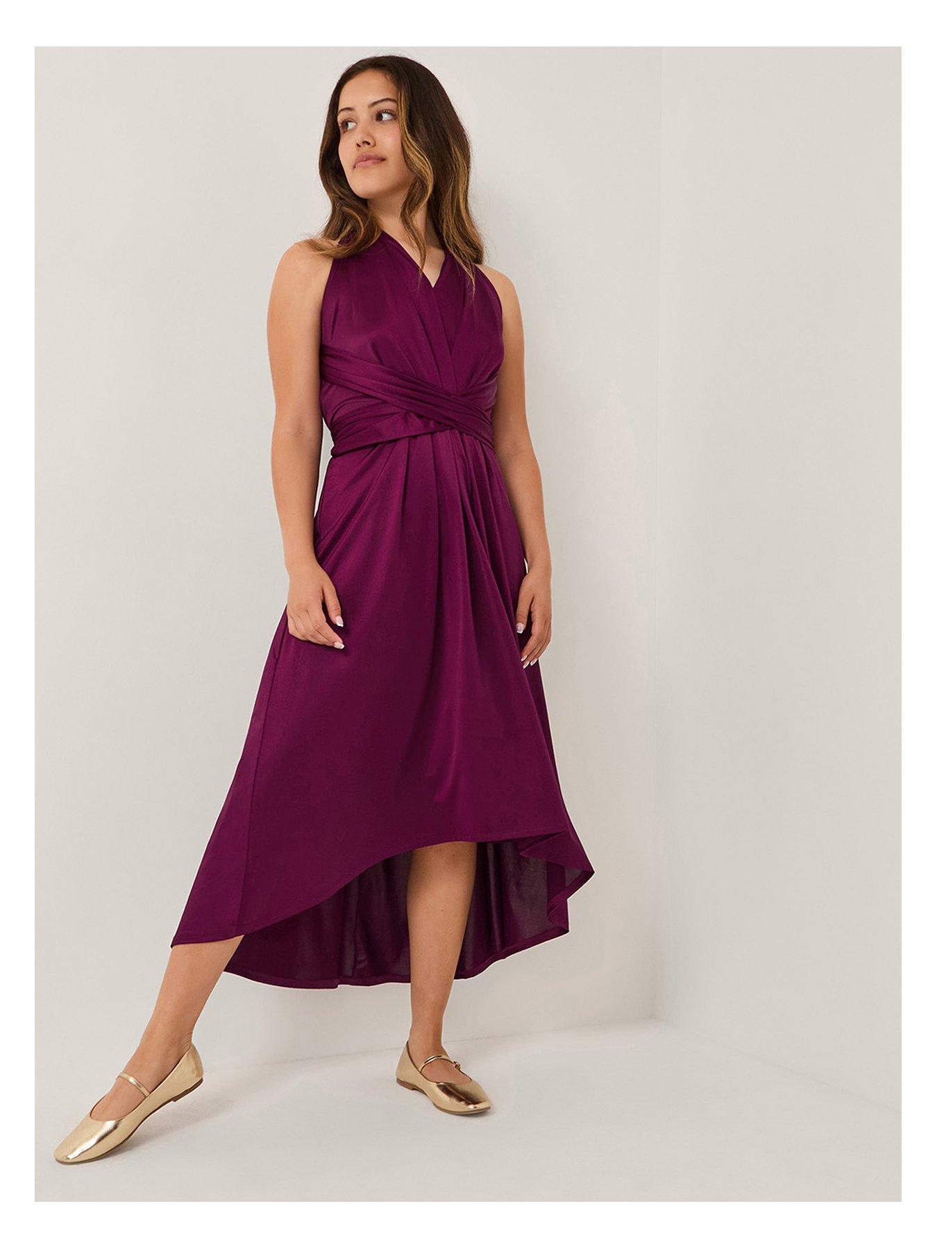 undefined Girls Tia Twist Prom Dress - Dark Red