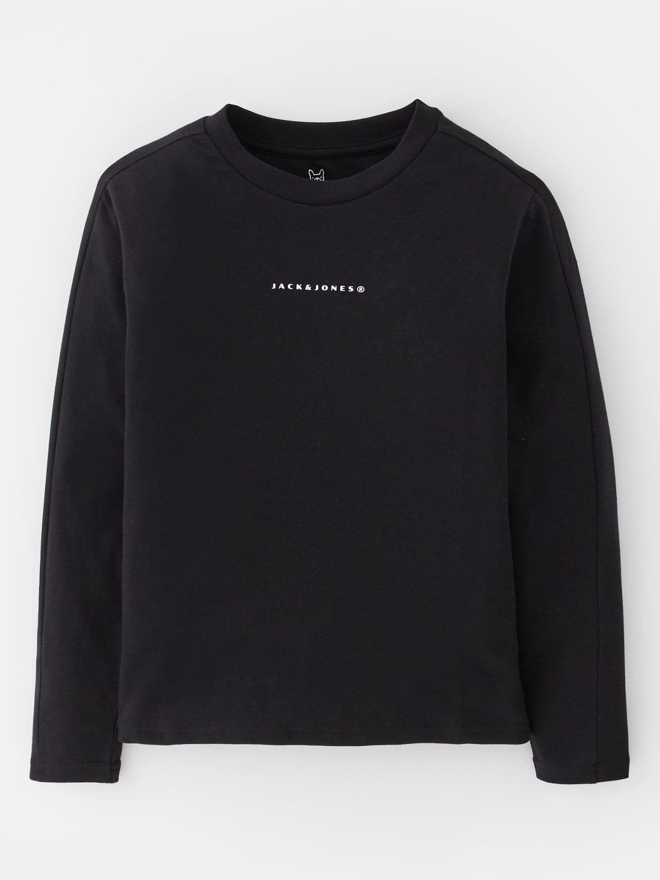 Jack & Jones Junior Boys Back Print Long Sleeve T-shirt - Black