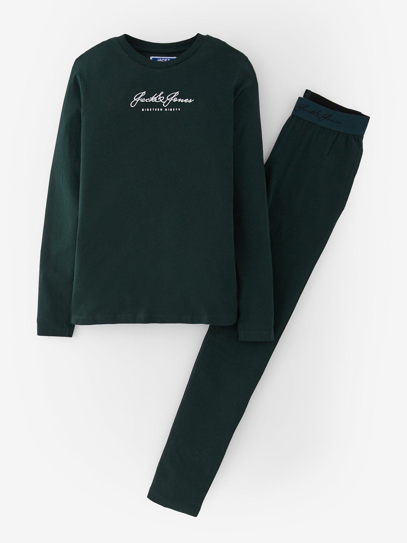 Jack & Jones Junior Boys Clyde Long Sleeve Pyjamas - Green