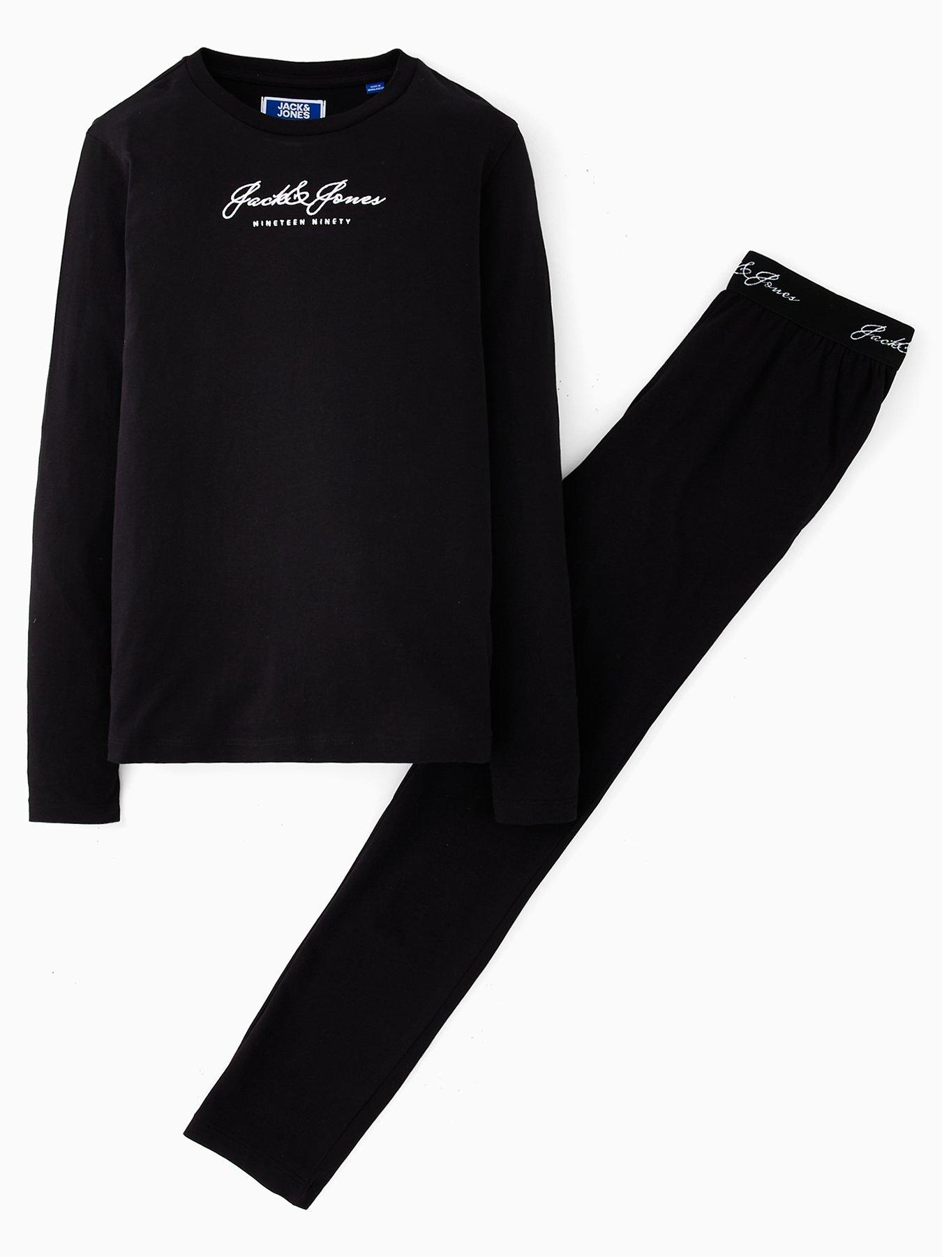 Jack & Jones Junior Boys Clyde Long Sleeve Pyjamas - Black