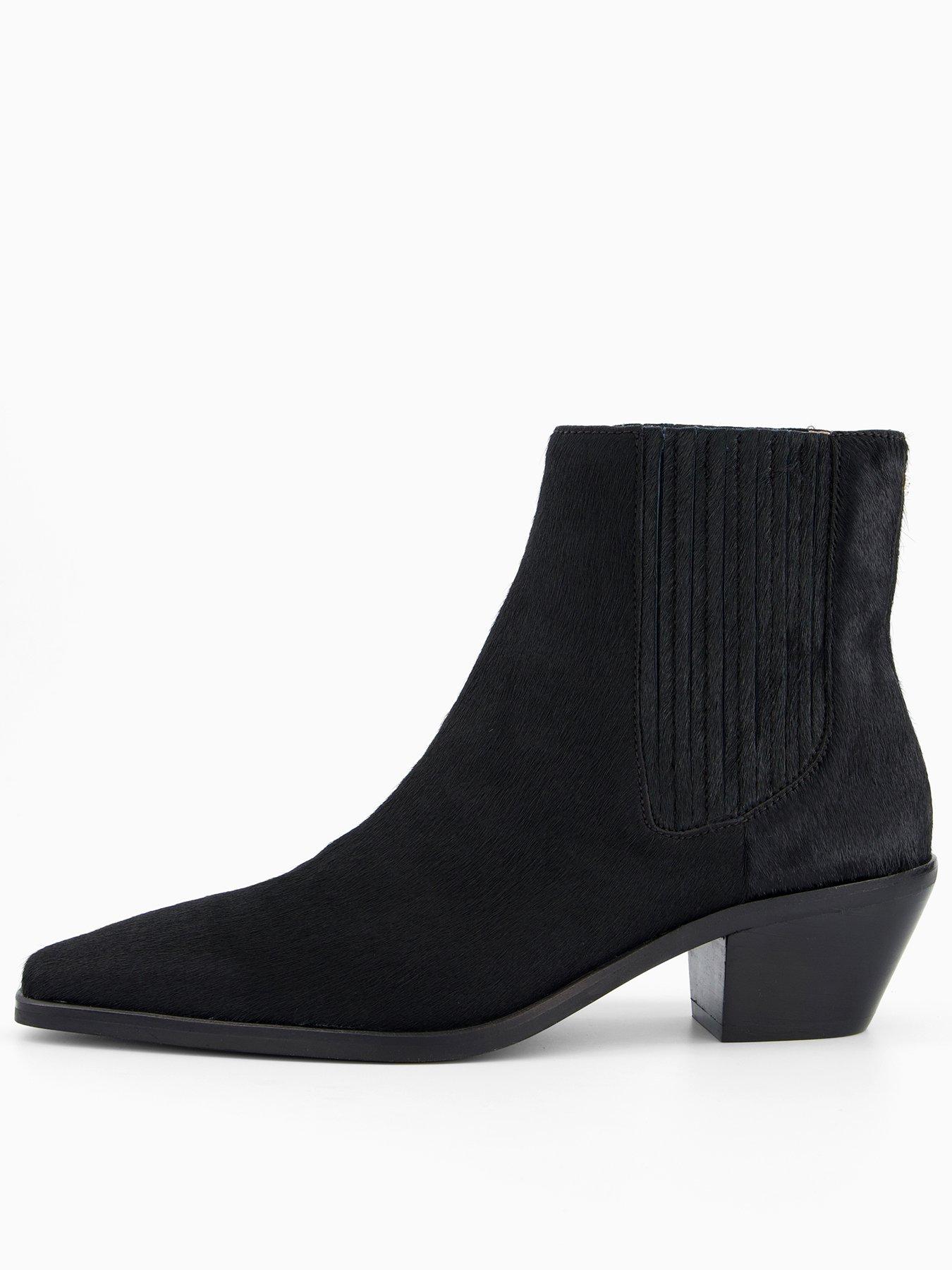 BOSS Niara Textured Heeled Boot - Black