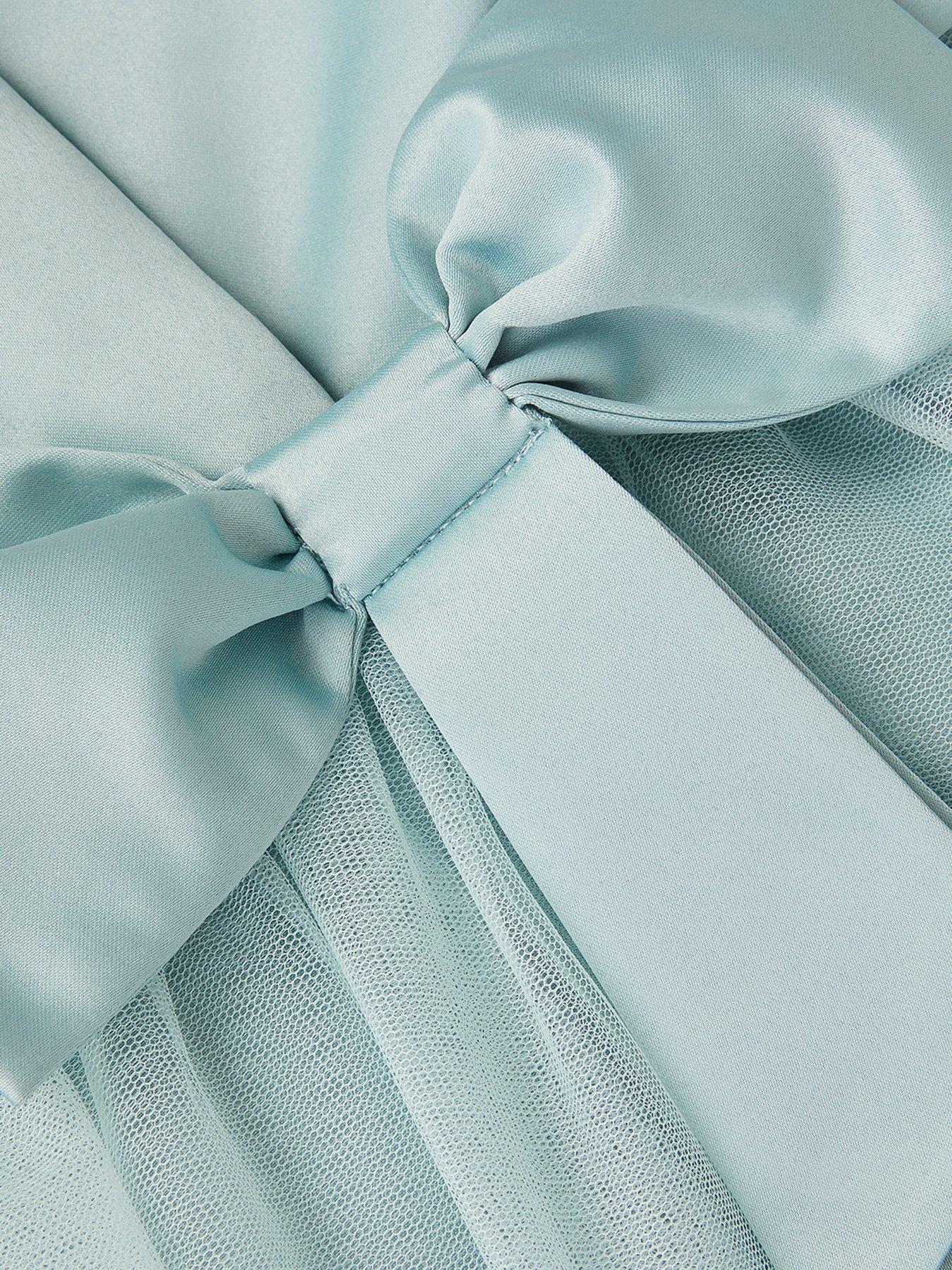 Image 3 of 3 of Monsoon Baby Girls Satin Bridesmaid Dress - Light Green