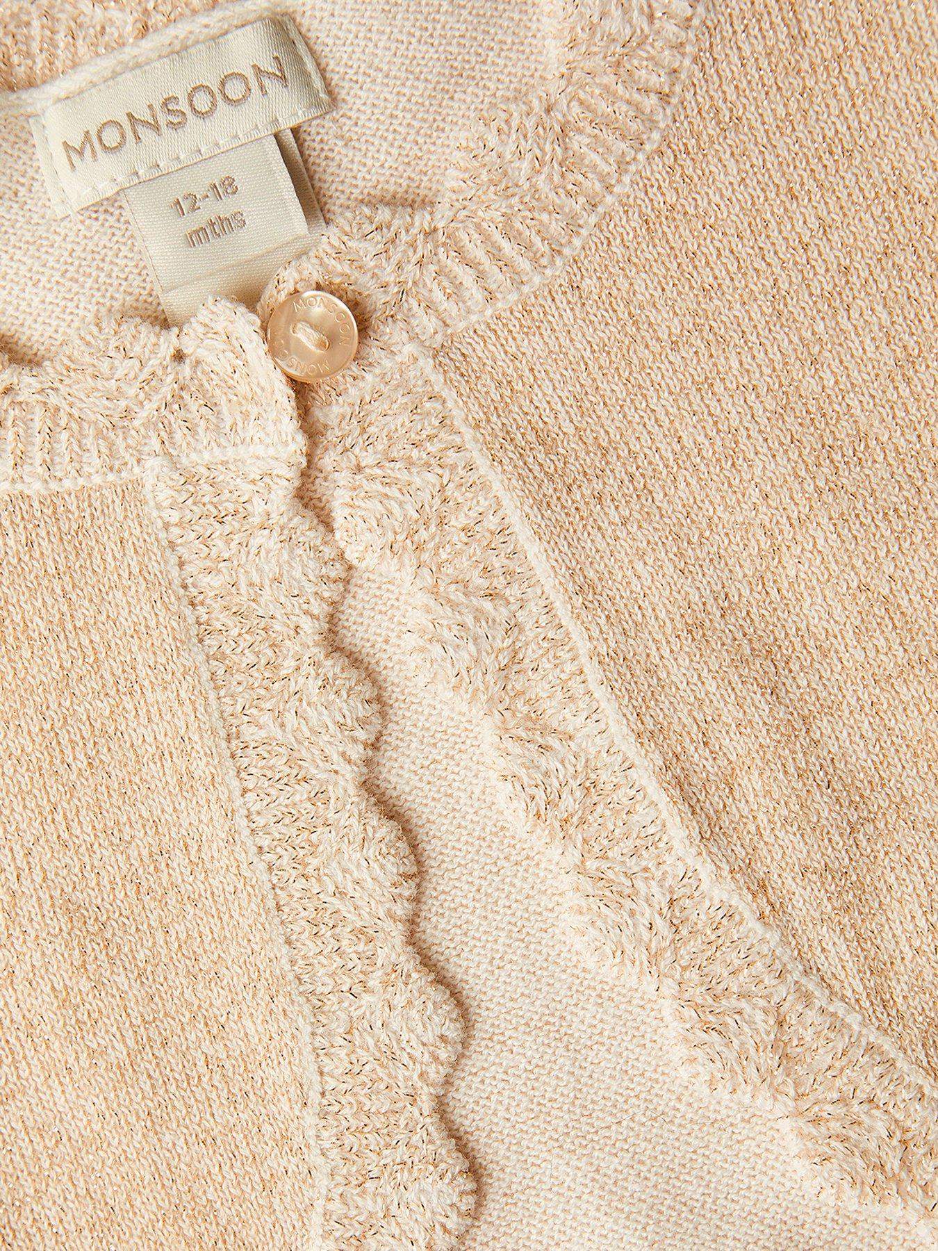 Image 4 of 4 of Monsoon Baby Girls Maeve Cardigan - Gold