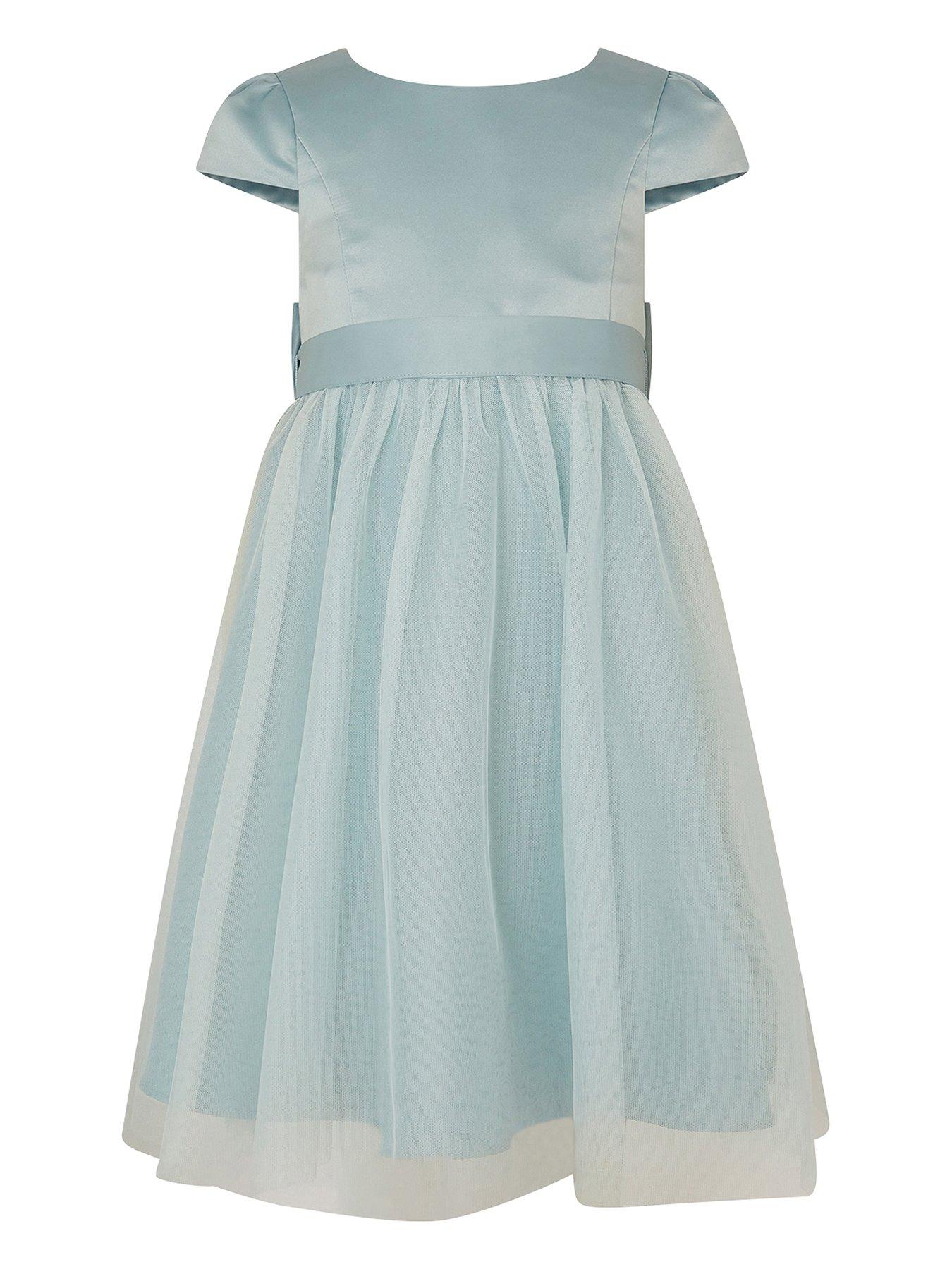 undefined Girls Satin Bridesmaid Dress - Light Green