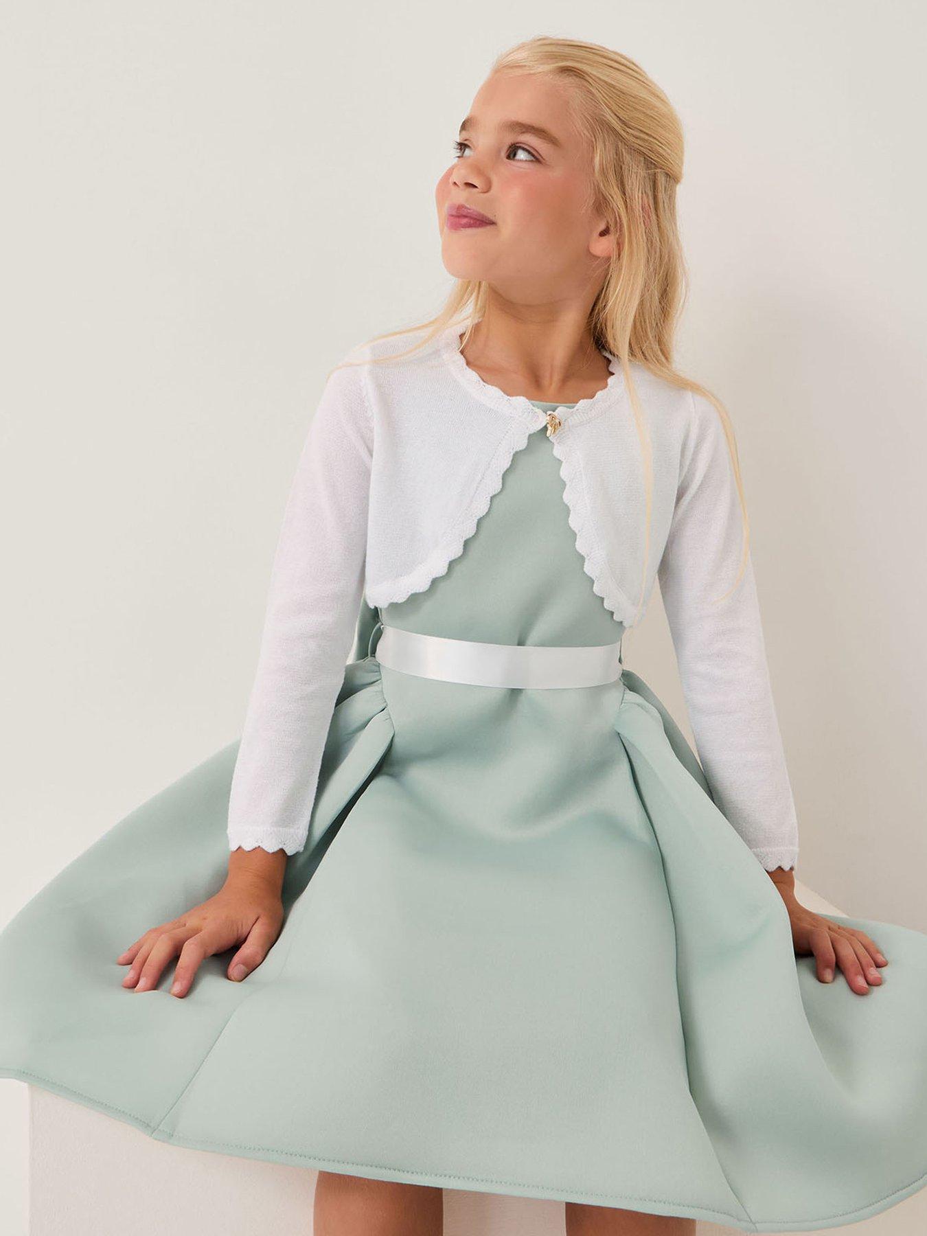 Monsoon Girls Bow Button Maeve Cardigan - Light Cream