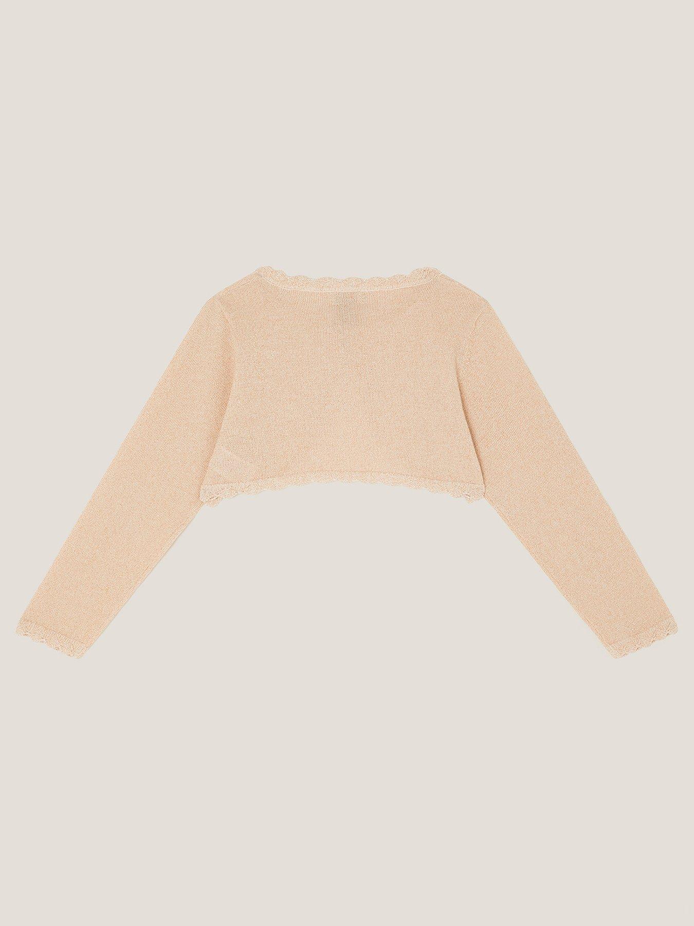 Image 2 of 3 of Monsoon Girls Bow Button Maeve Cardigan - Gold
