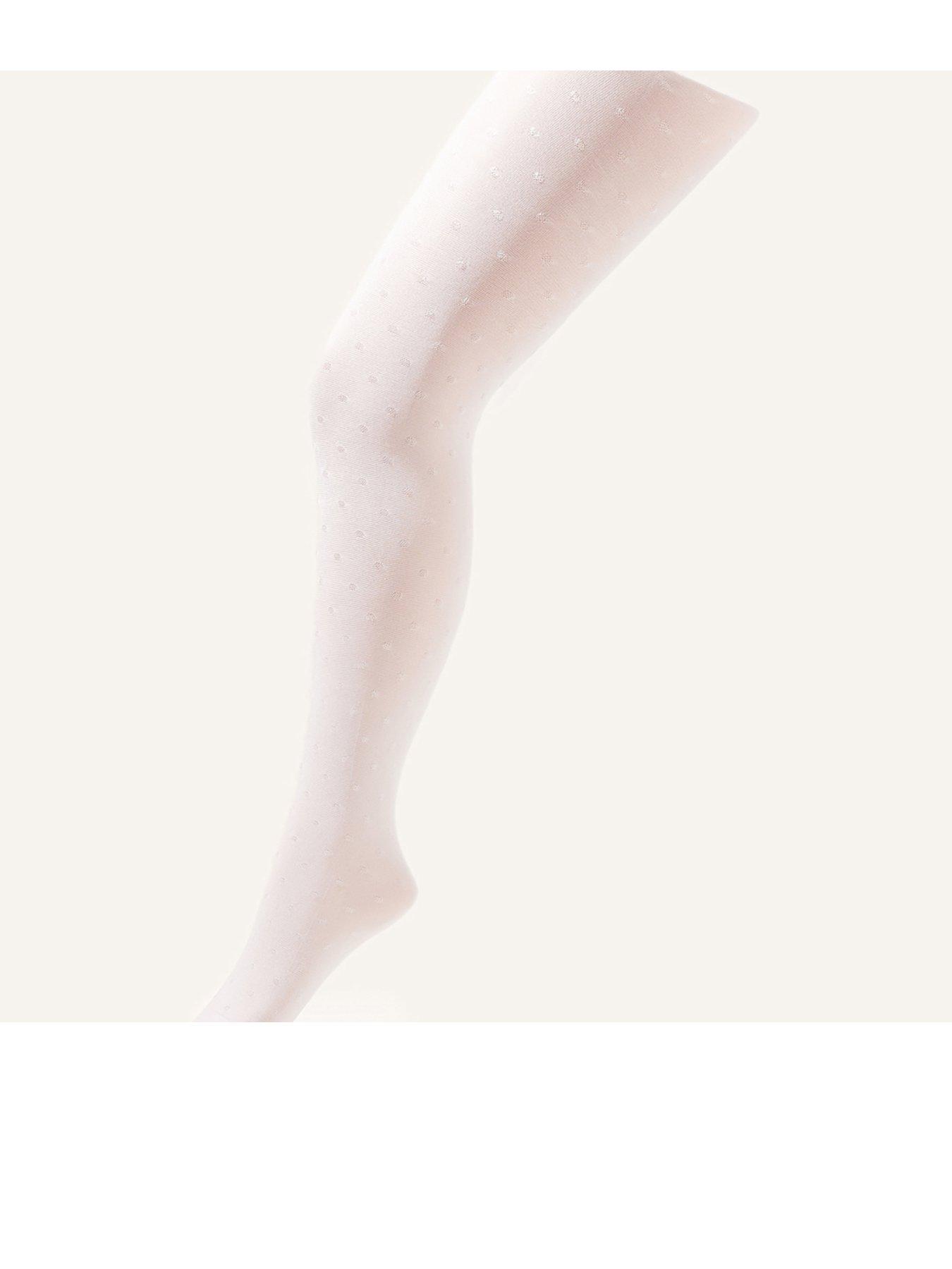Monsoon Girls Bridal Spot Tights, White, Size 11-13 Years