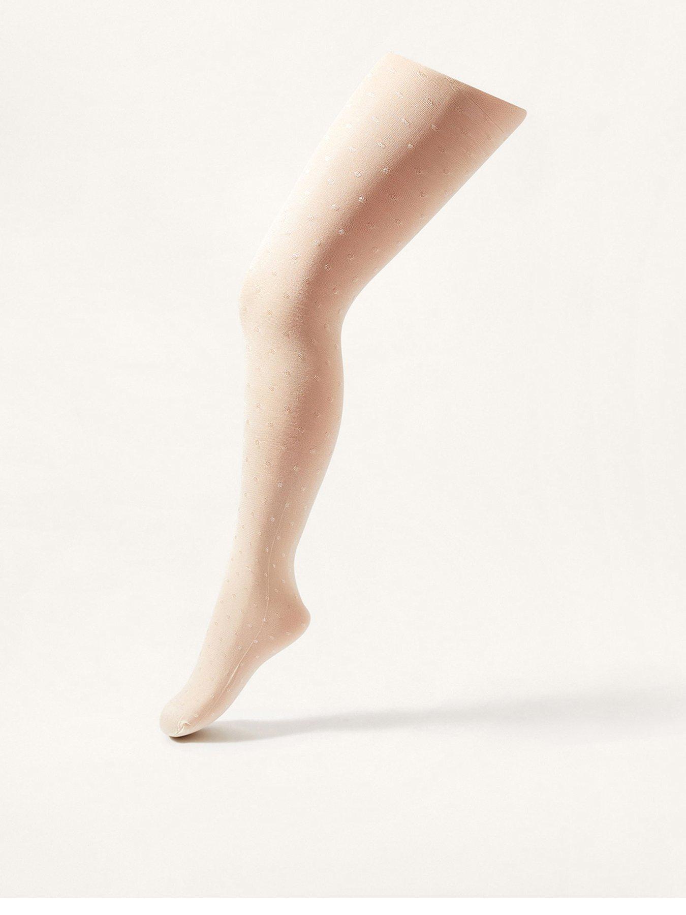 Monsoon Girls Bridal Spot Tights, Light Cream, Size 11-13 Years