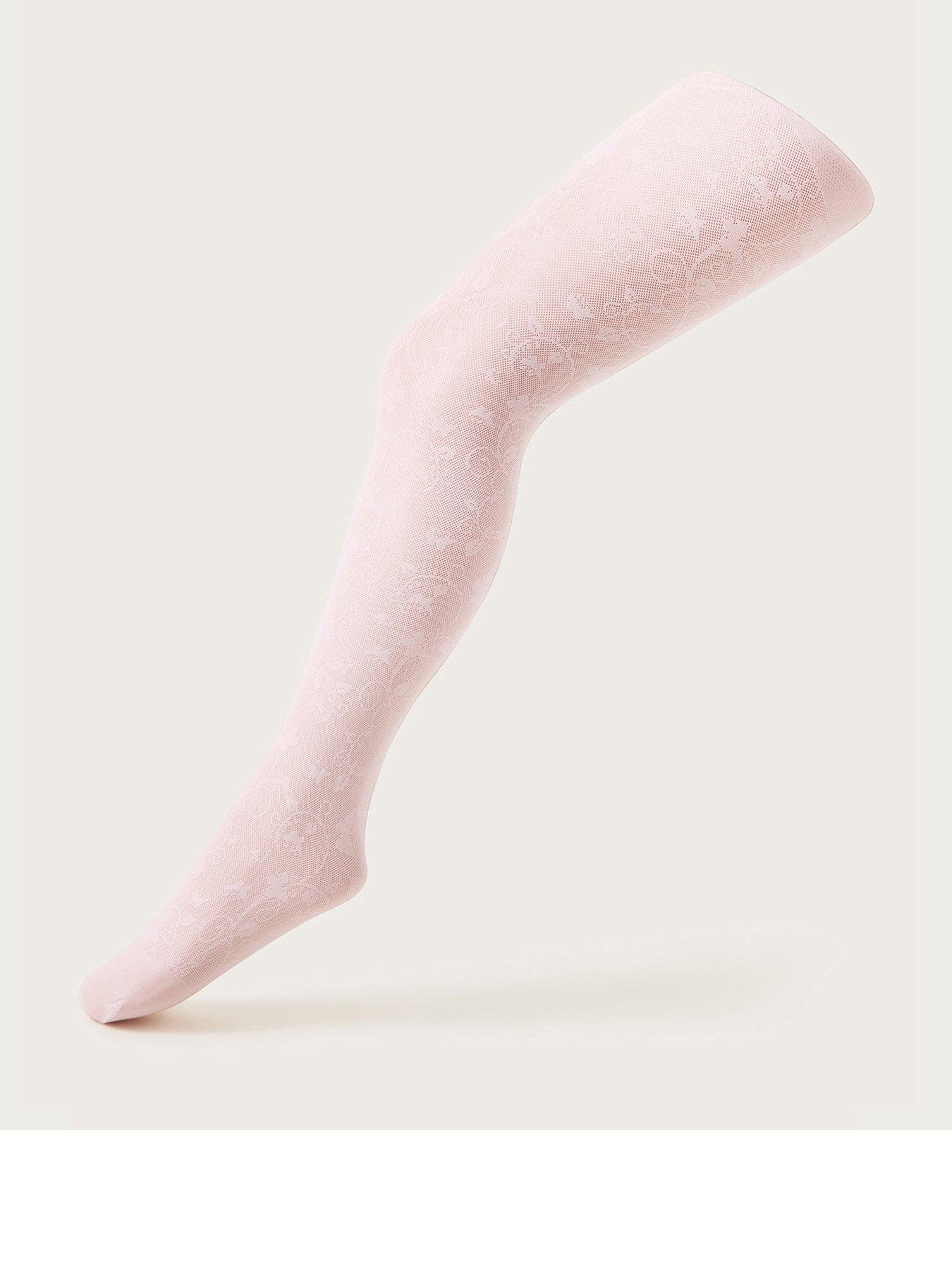 Monsoon Girls Lace Butterfly Tights, Pink, Size 5-6 Years