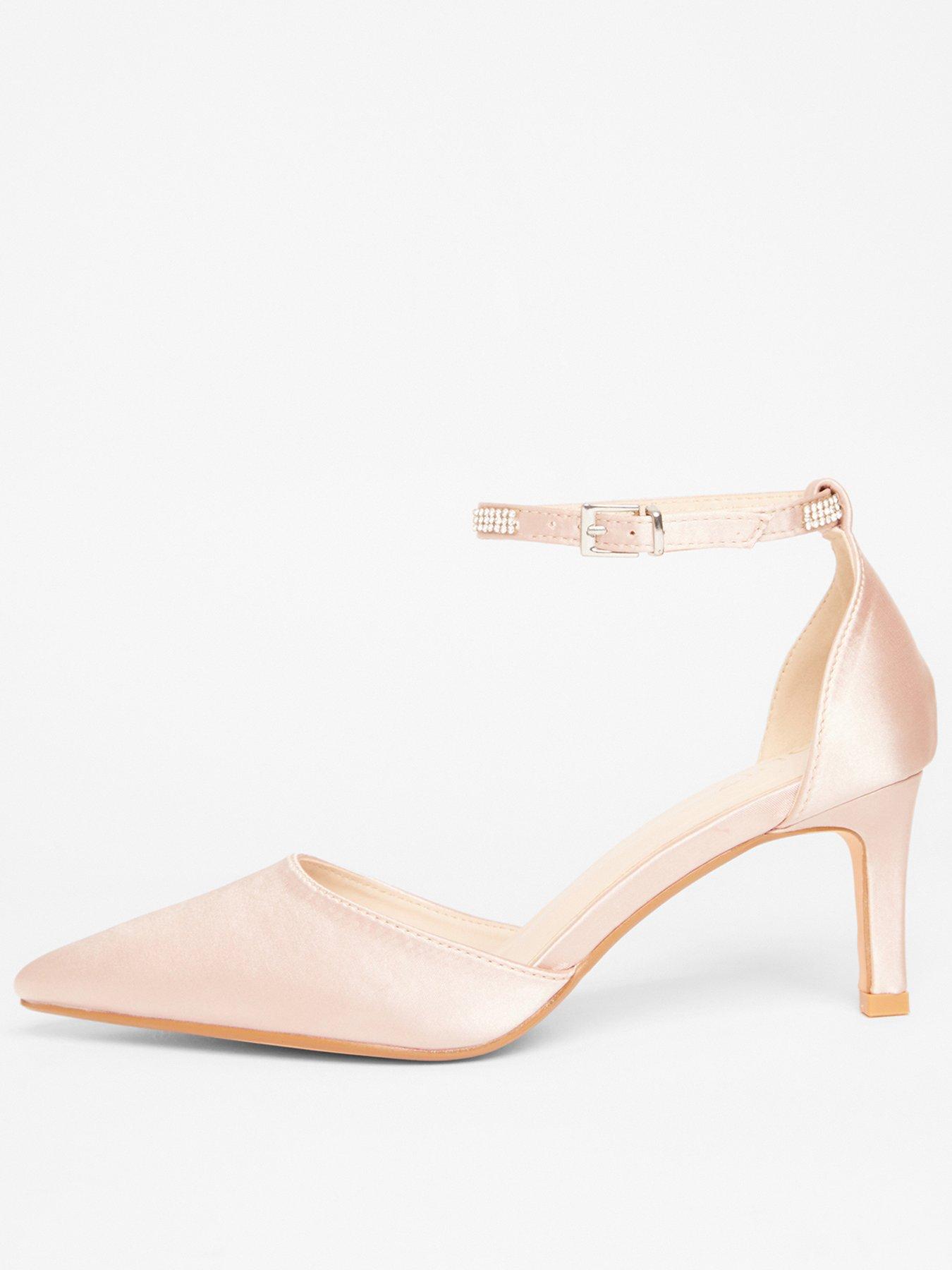 undefined Champagne Diamante Strap Court Heels