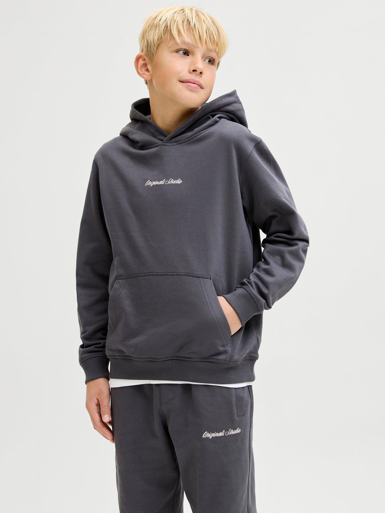 Jack & Jones Junior Boys Embroidered Hoodie - Grey