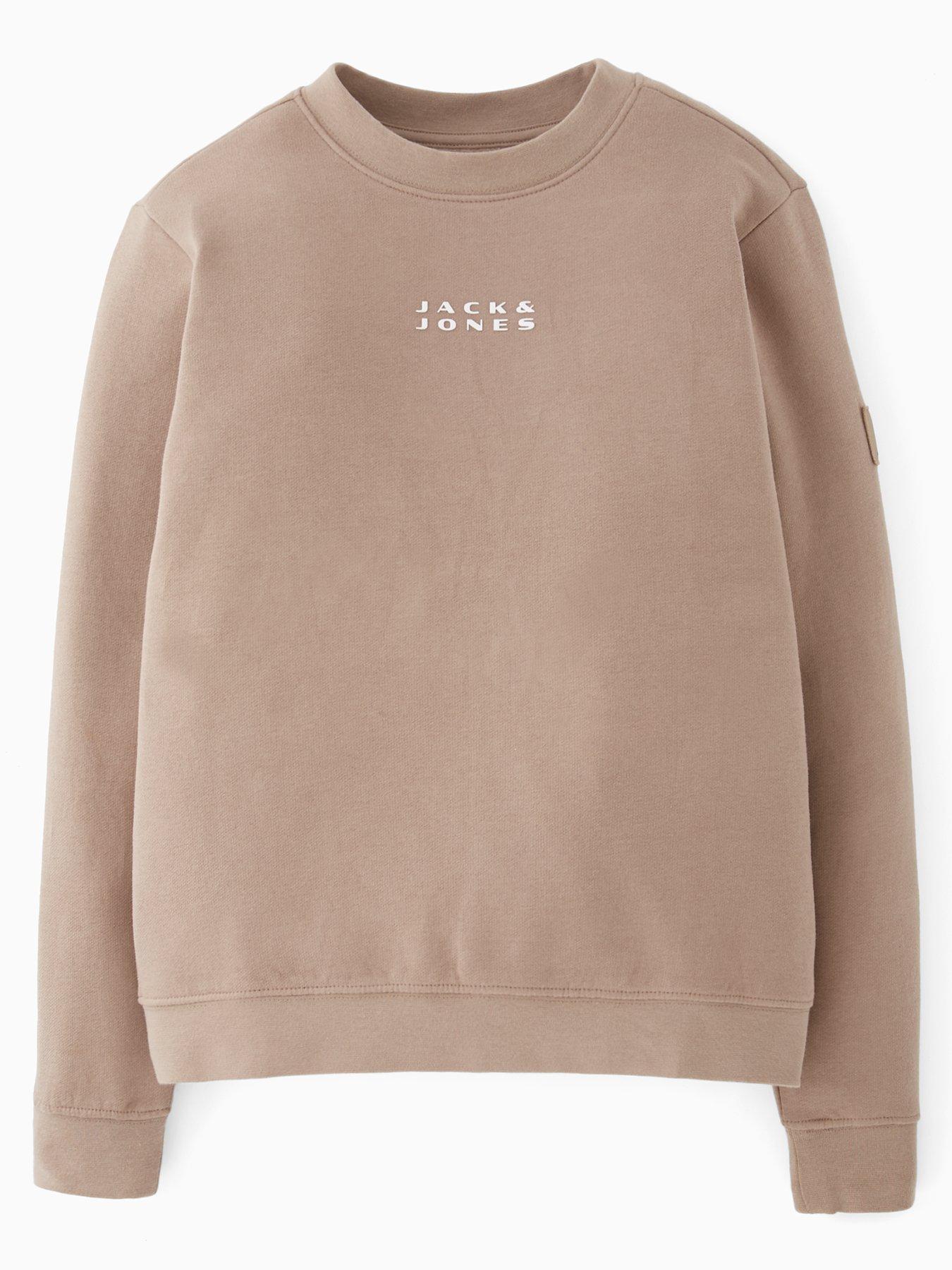 Jack & Jones Junior Boys Badge Crew Neck Sweatshirt - Beige
