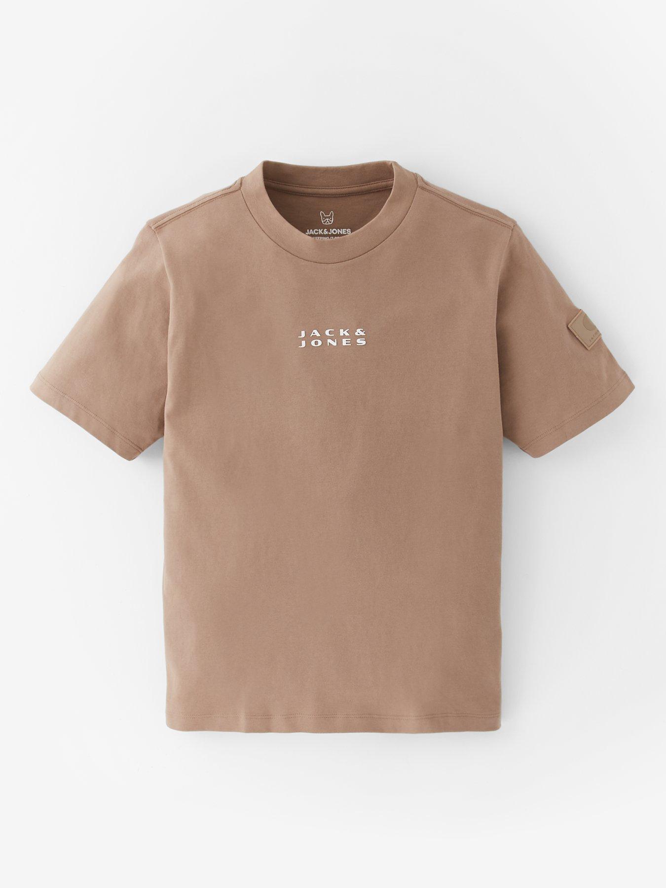 Jack & Jones Junior Boys Badge Short Sleeve T-shirt - Beige