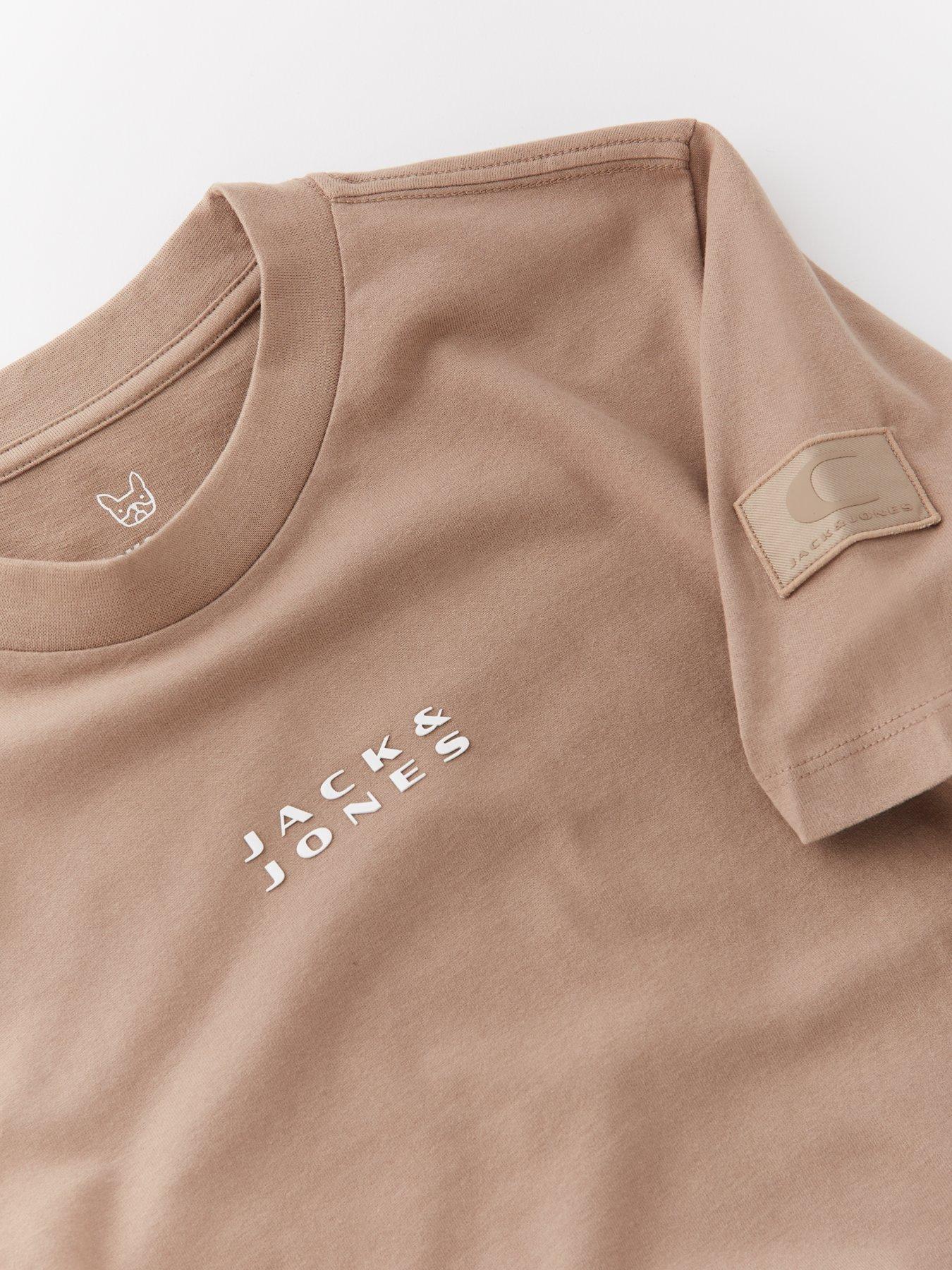 Image 3 of 4 of Jack & Jones Junior Boys Badge Short Sleeve T-shirt - Beige