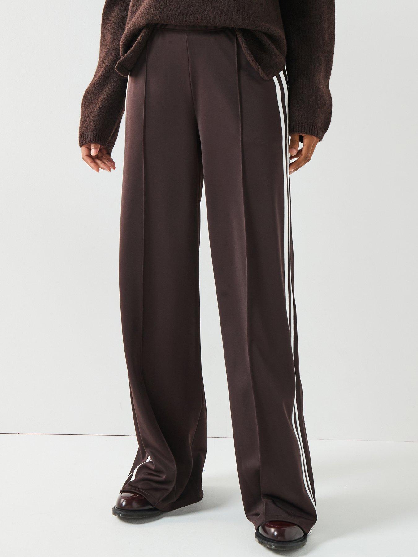 Image 1 of 6 of The Very Collection Wide Leg High Waisted Side Stripe Jogger - Brown