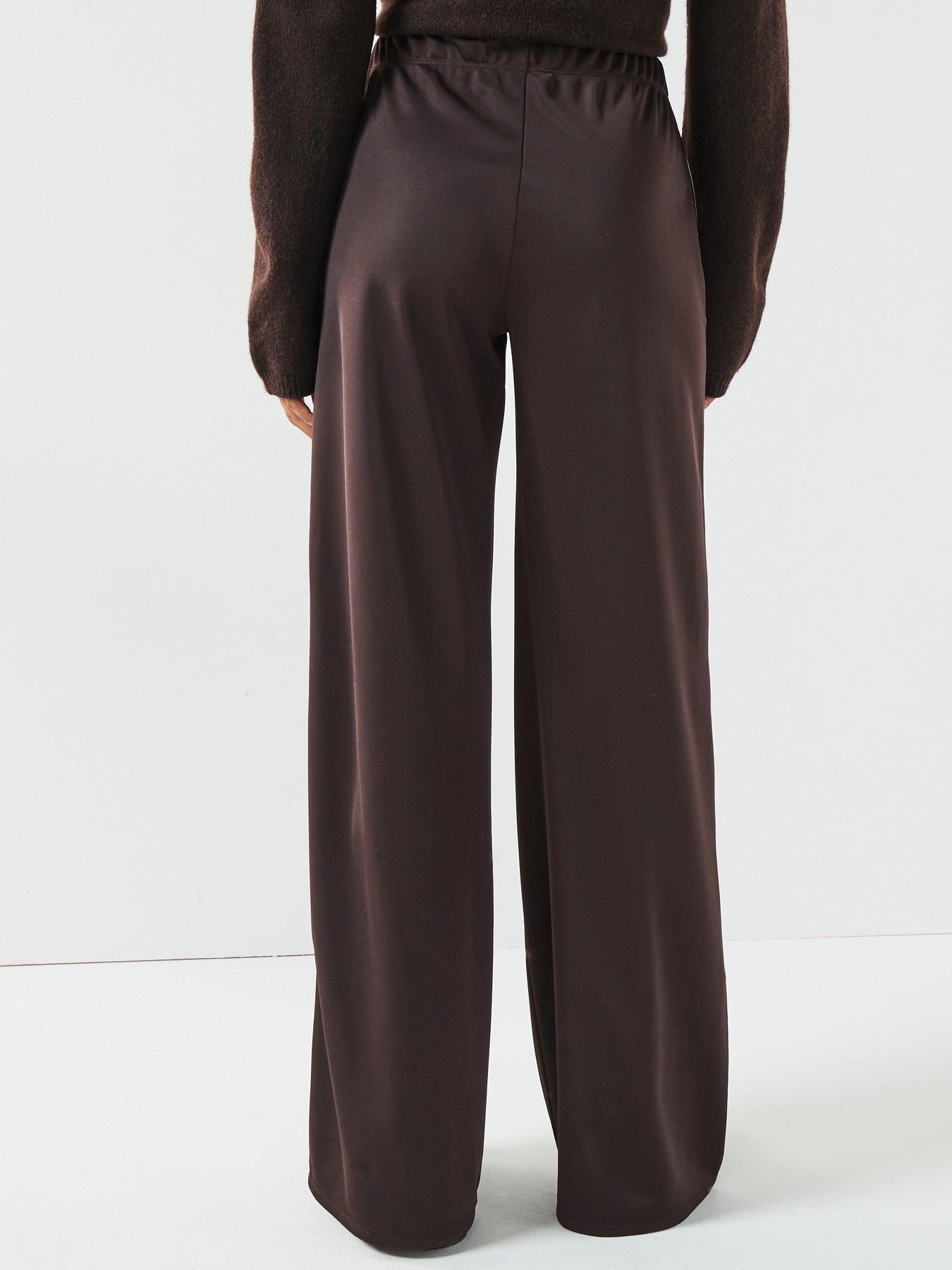 Image 2 of 6 of The Very Collection Wide Leg High Waisted Side Stripe Jogger - Brown