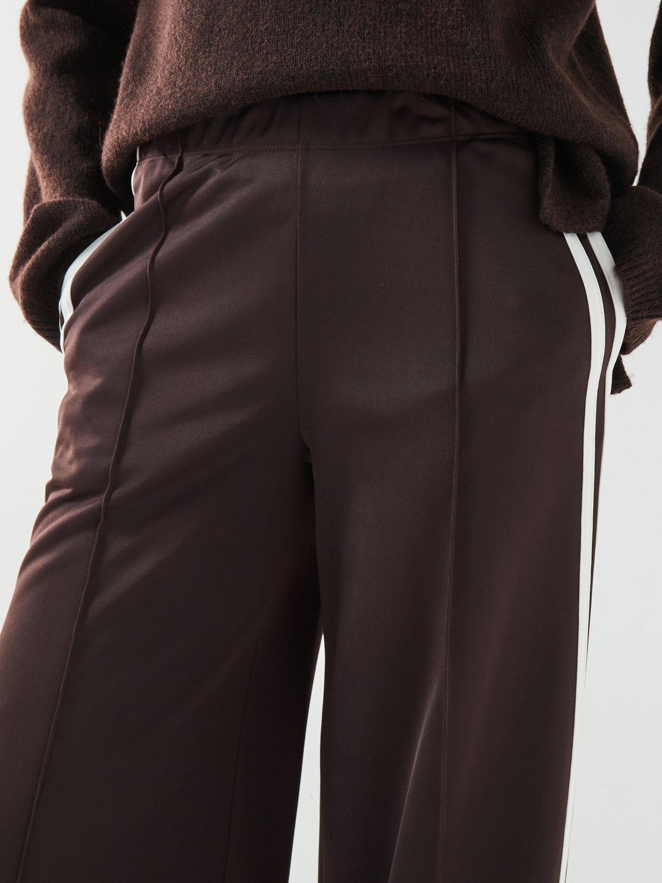 Image 4 of 6 of The Very Collection Wide Leg High Waisted Side Stripe Jogger - Brown