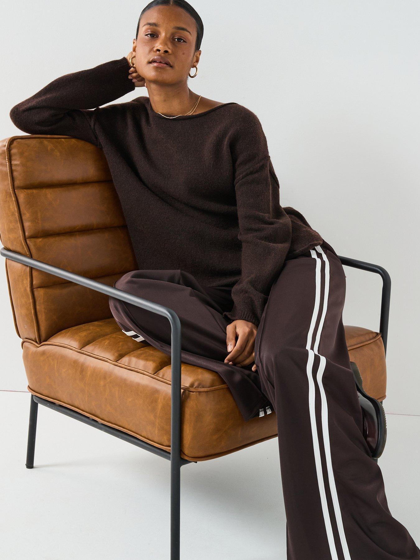 Image 5 of 6 of The Very Collection Wide Leg High Waisted Side Stripe Jogger - Brown