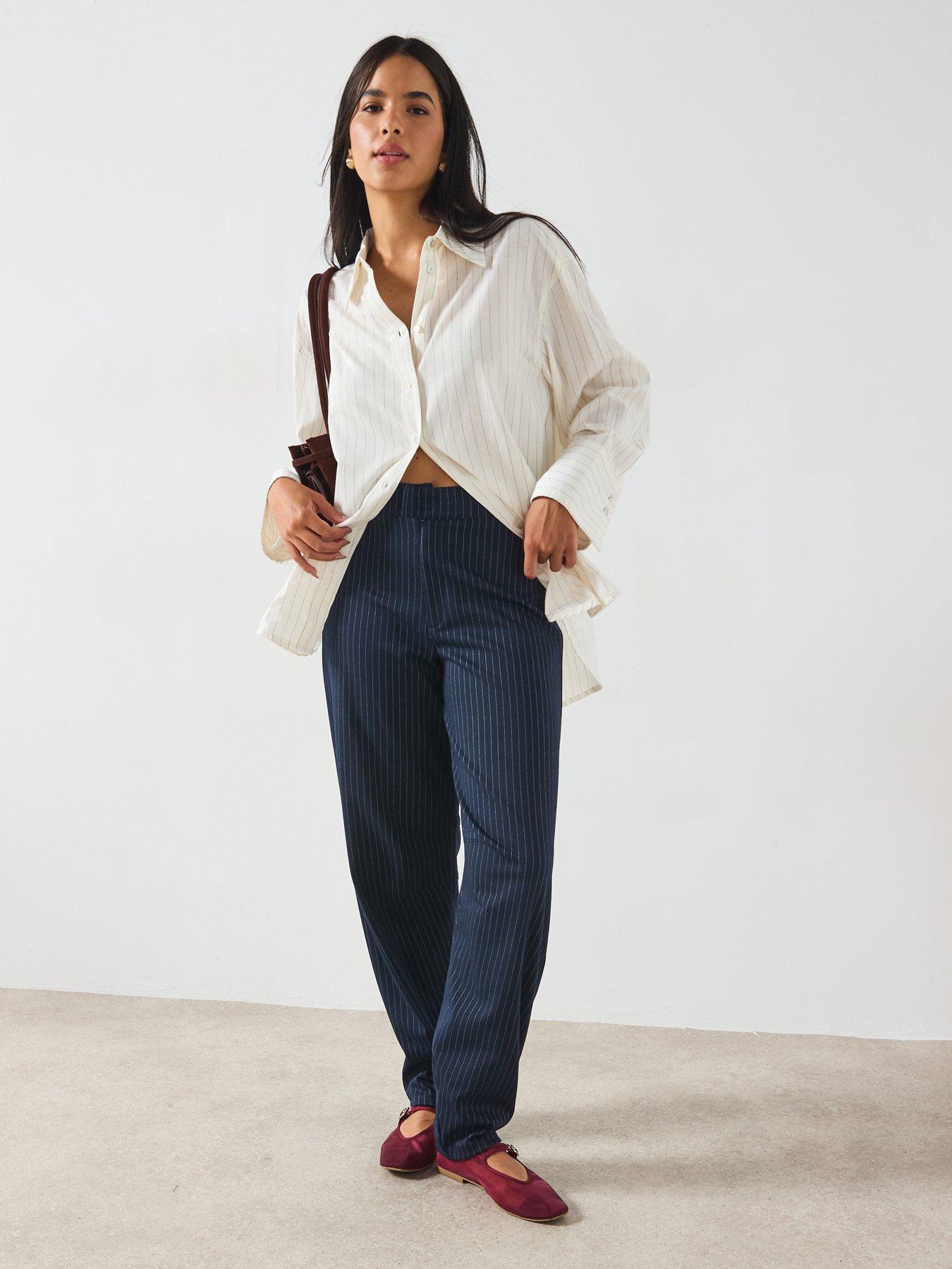 Image 3 of 6 of V by Very Stripe Barrel Leg Trousers - Stripe