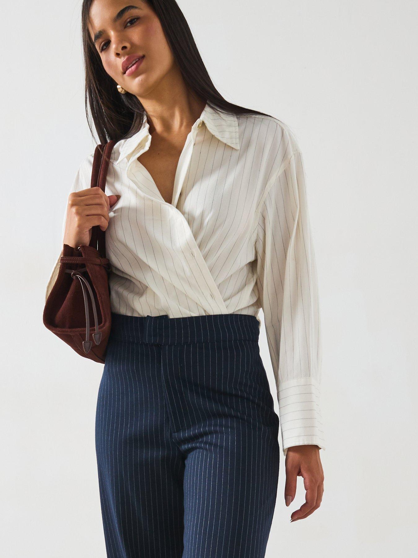 Image 4 of 6 of V by Very Stripe Barrel Leg Trousers - Stripe