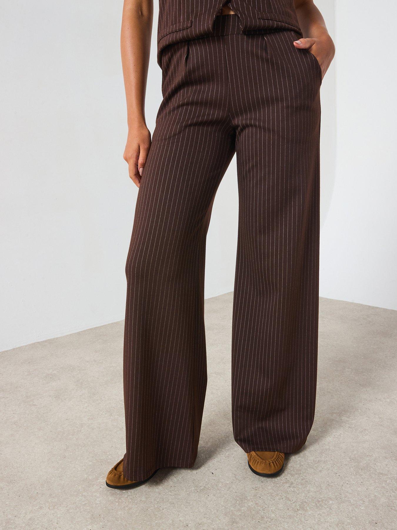 undefined Wide Leg Pinstripe Trousers Co-Ord - Print