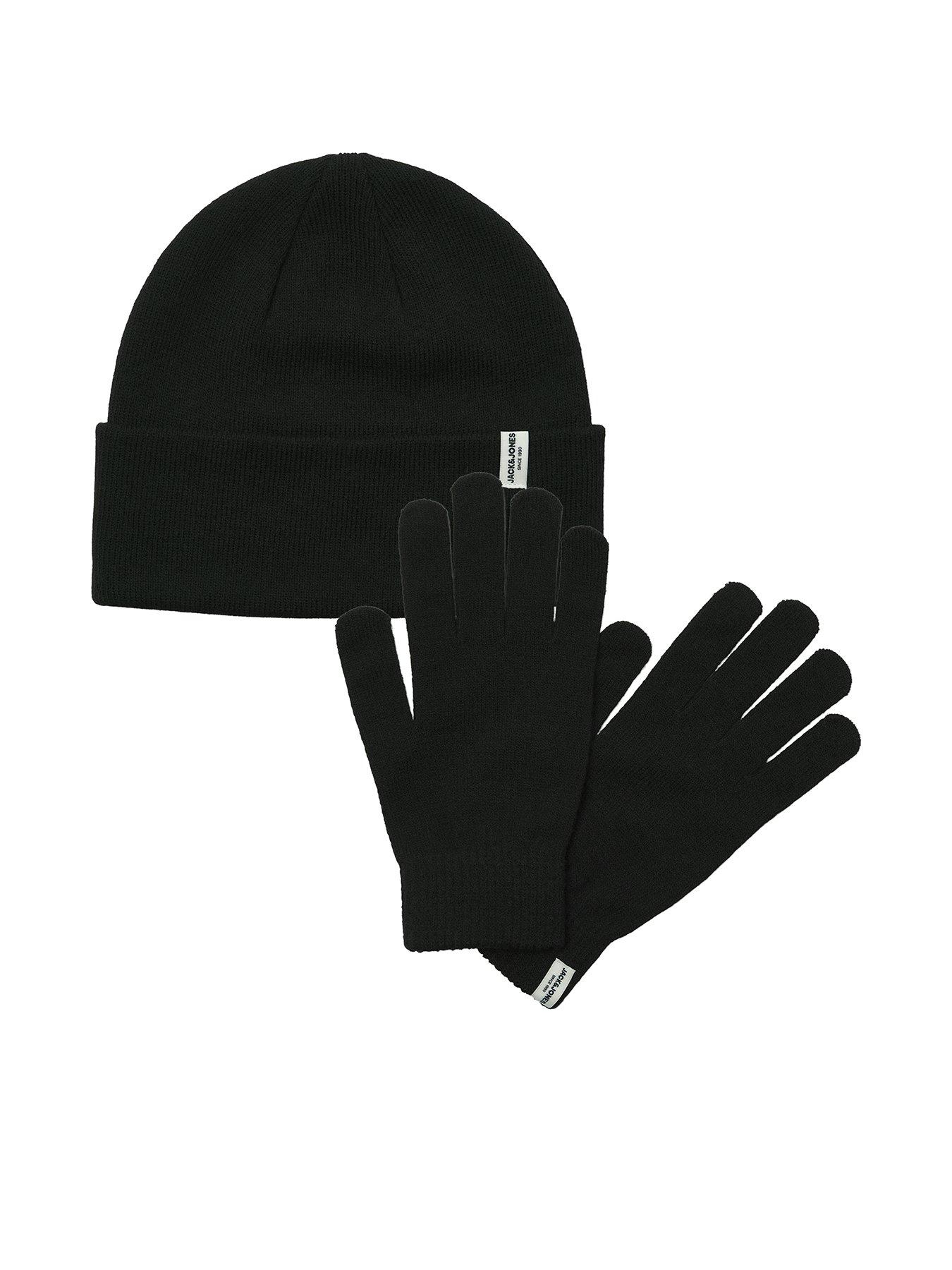 Image 2 of 7 of Jack & Jones Junior Boys Cooper Beanie And Gloves Giftbox Set - Black
