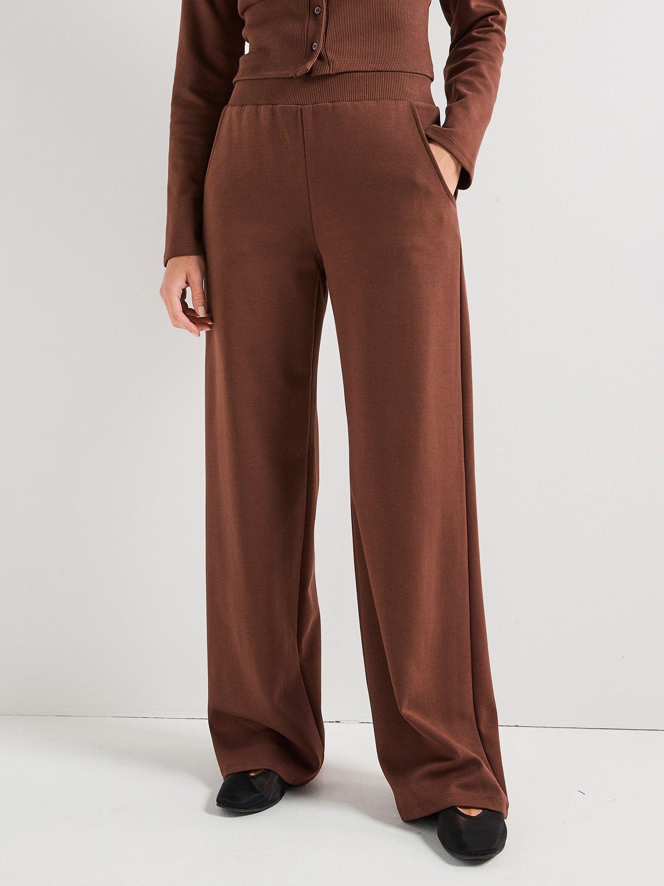 undefined Wide Leg Joggers Co-Ord - Brown