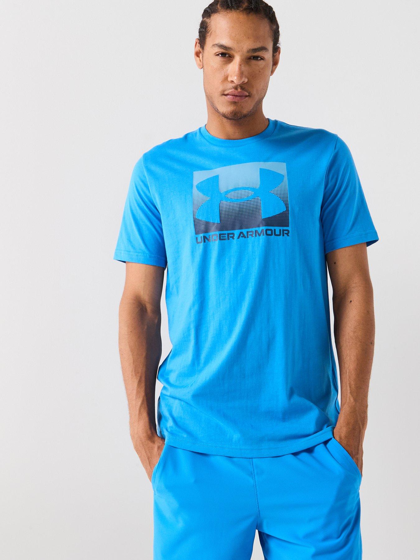 UNDER ARMOUR Mens Training Boxed Logo Sports T-Shirt - Blue