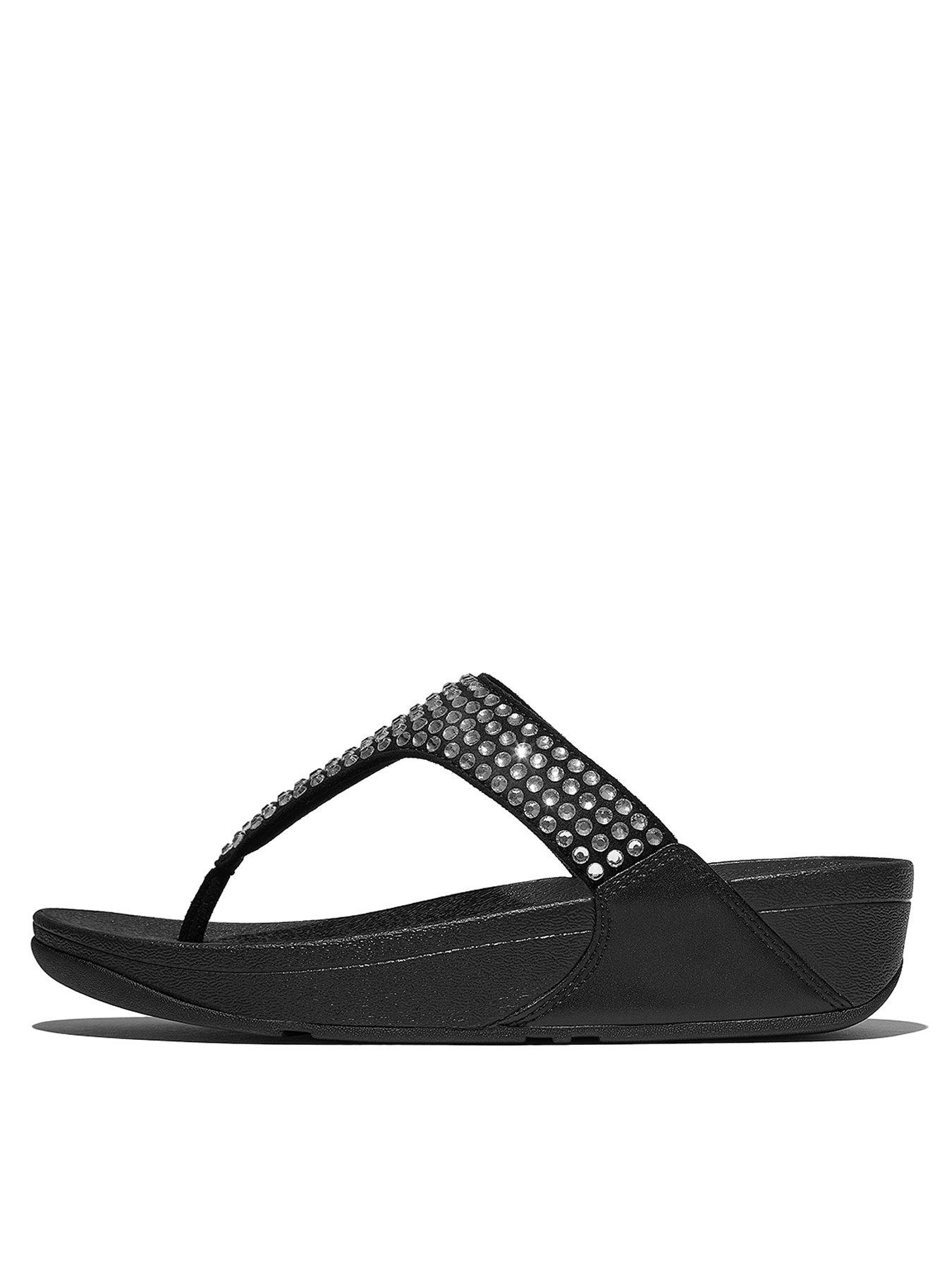 FitFlop Lulu Maxi-crystal Toe-post Sandal - Black