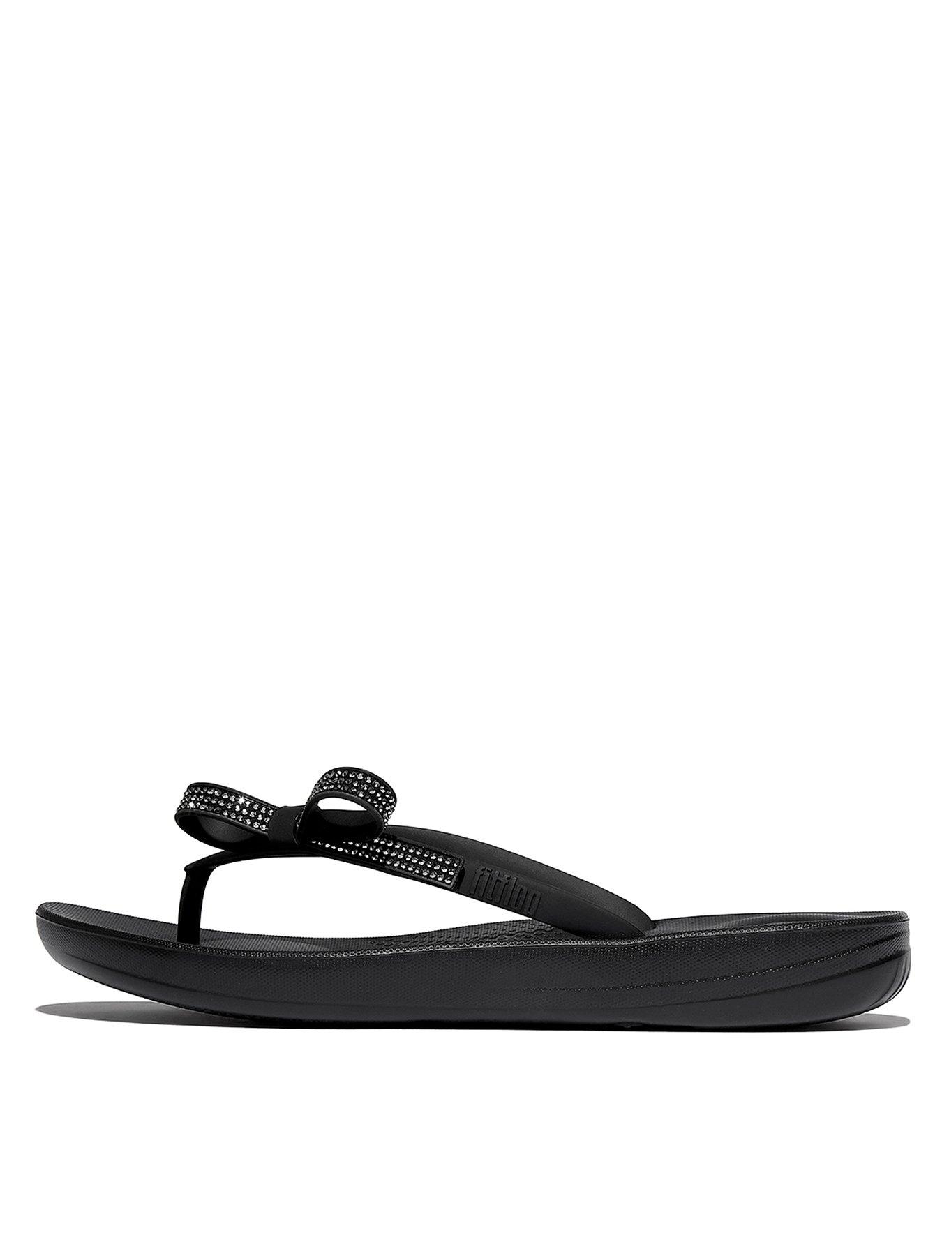 FitFlop Iqushion Glitz Bow Flip Flop - Black