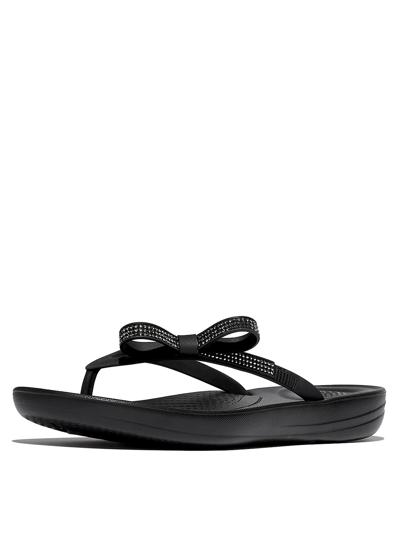 Image 2 of 5 of FitFlop Iqushion Glitz Bow Flip Flop - Black
