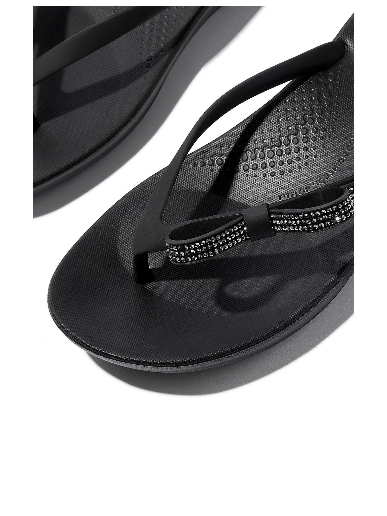 Image 3 of 5 of FitFlop Iqushion Glitz Bow Flip Flop - Black