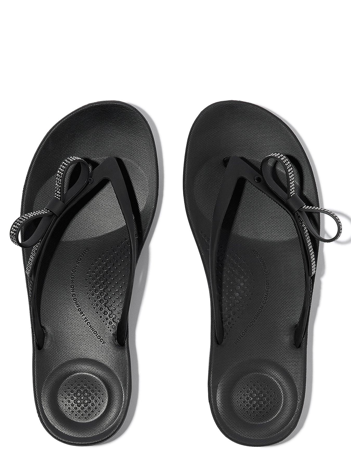 Image 4 of 5 of FitFlop Iqushion Glitz Bow Flip Flop - Black