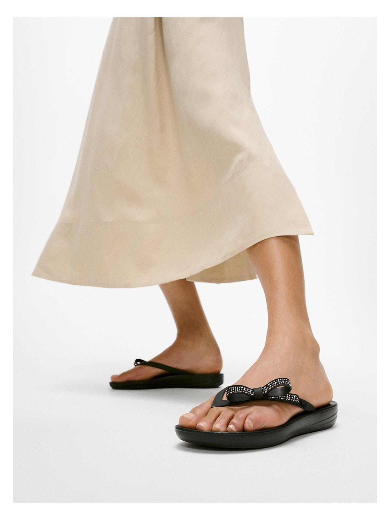 Image 5 of 5 of FitFlop Iqushion Glitz Bow Flip Flop - Black