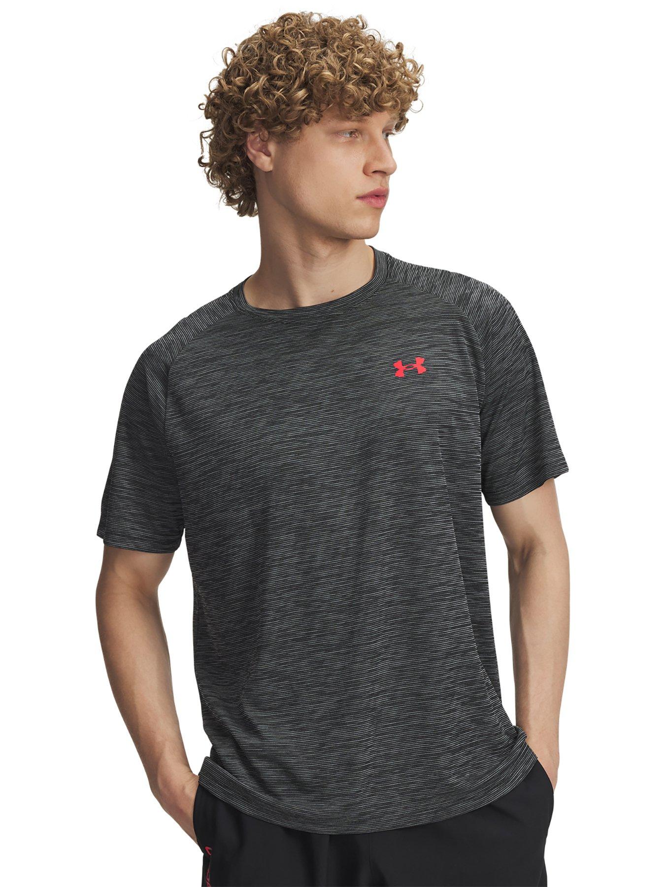 undefined Mens Training Tech Textured T-shirt - Black/red