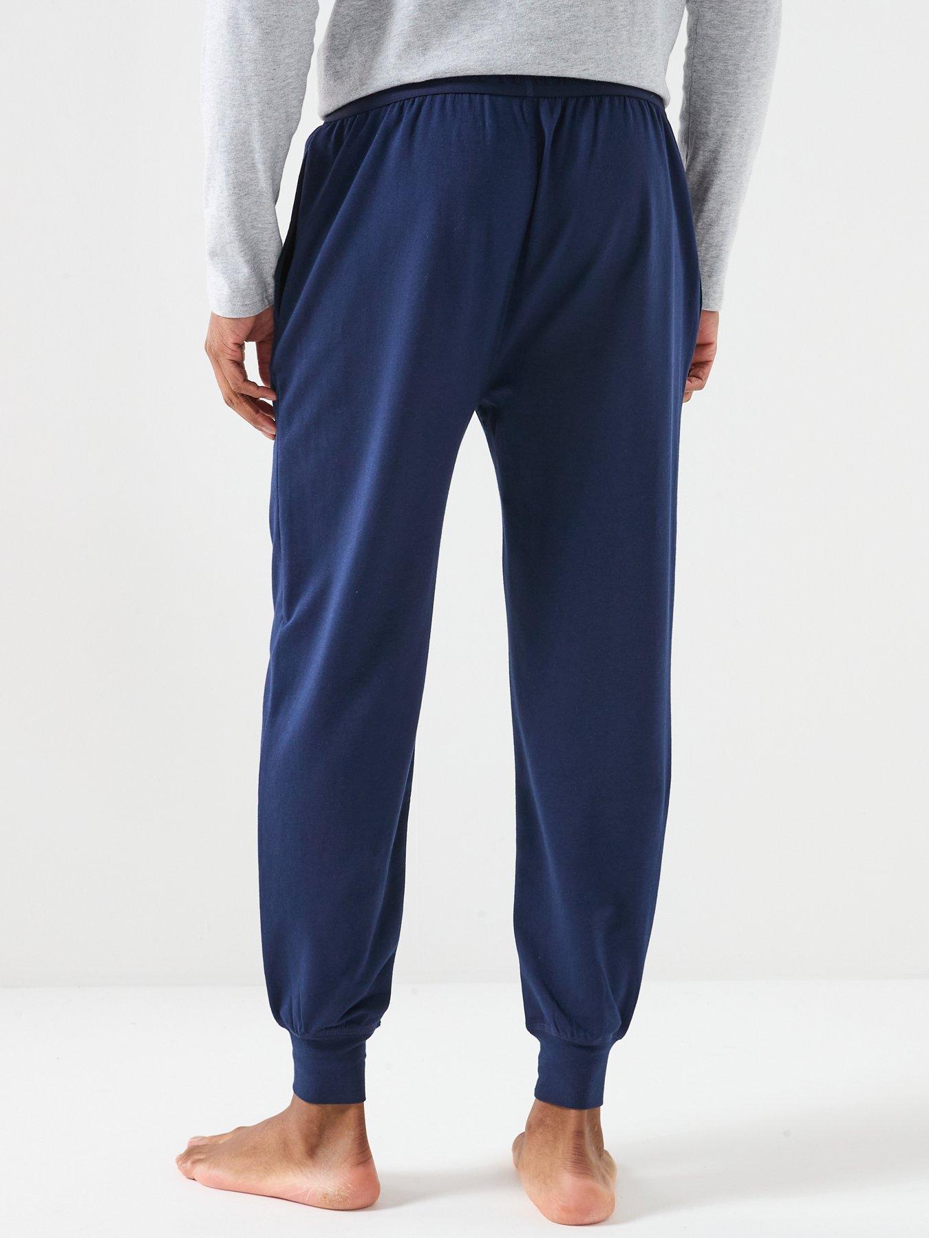 Image 2 of 6 of Polo Ralph Lauren Liquid Cotton Tonal Logo Loungewear Bottoms - Navy